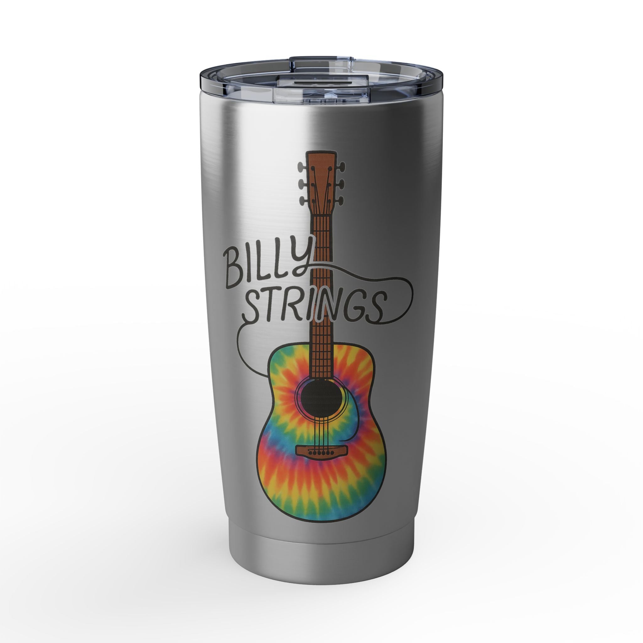 Billy Strings Tumbler | Tie Dye Guitar Travel Cup | Jamgrass Music Stainless Steel Drinkware