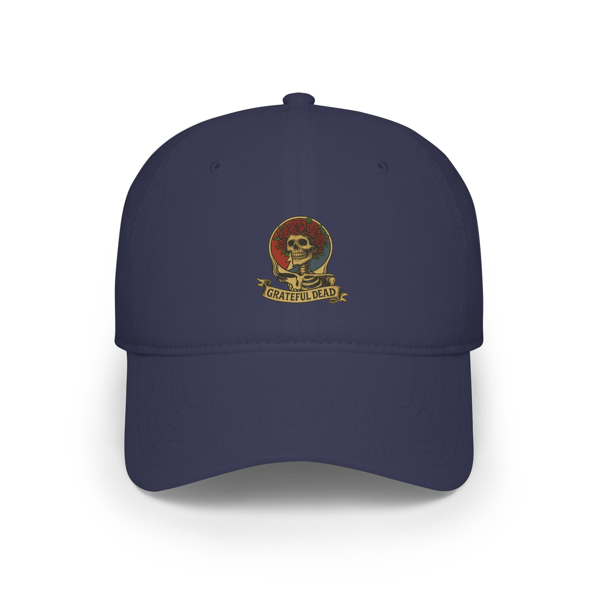 Grateful Dead Hat | Deadhead Skull & Roses Printed Logo Cap | Vintage Low Profile Steal Your Face Baseball Hat