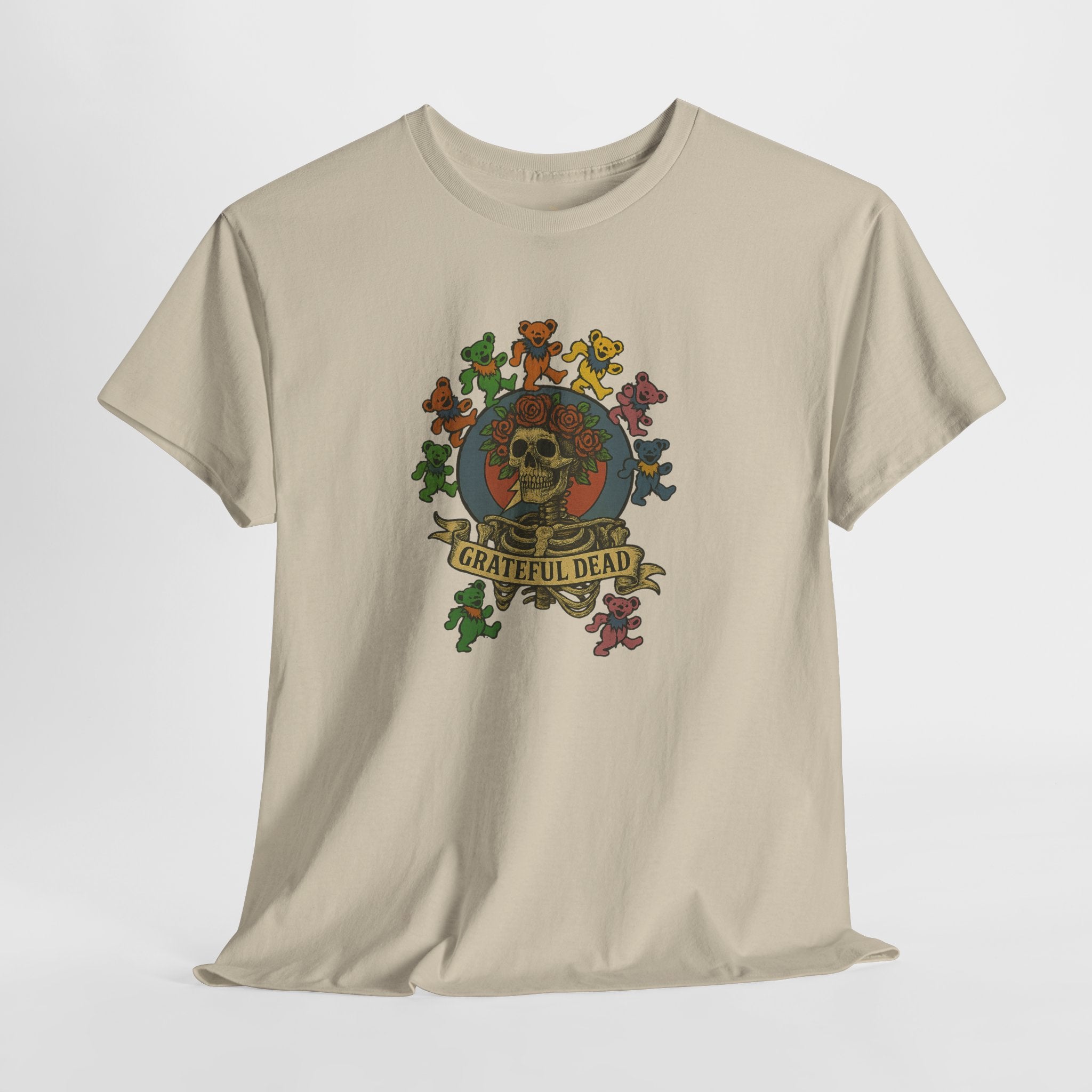 Grateful Dead Dancing Bears Skeleton Tee | Vintage Full Front Design | Classic Jam Band Shirt for Deadheads