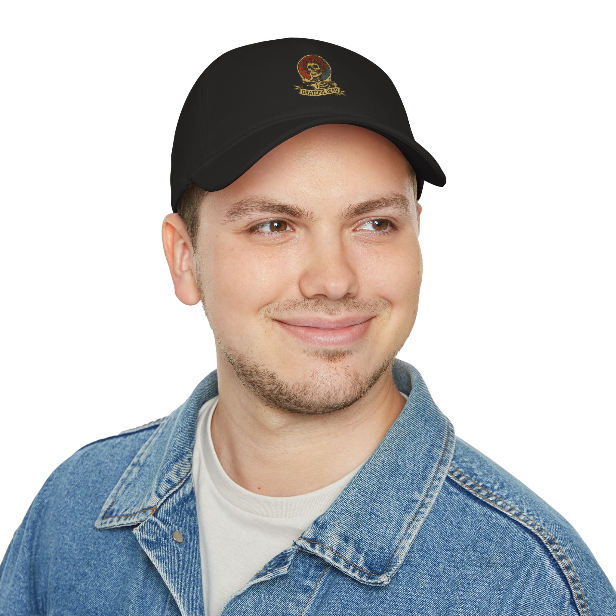 Grateful Dead Hat | Deadhead Skull & Roses Printed Logo Cap | Vintage Low Profile Steal Your Face Baseball Hat
