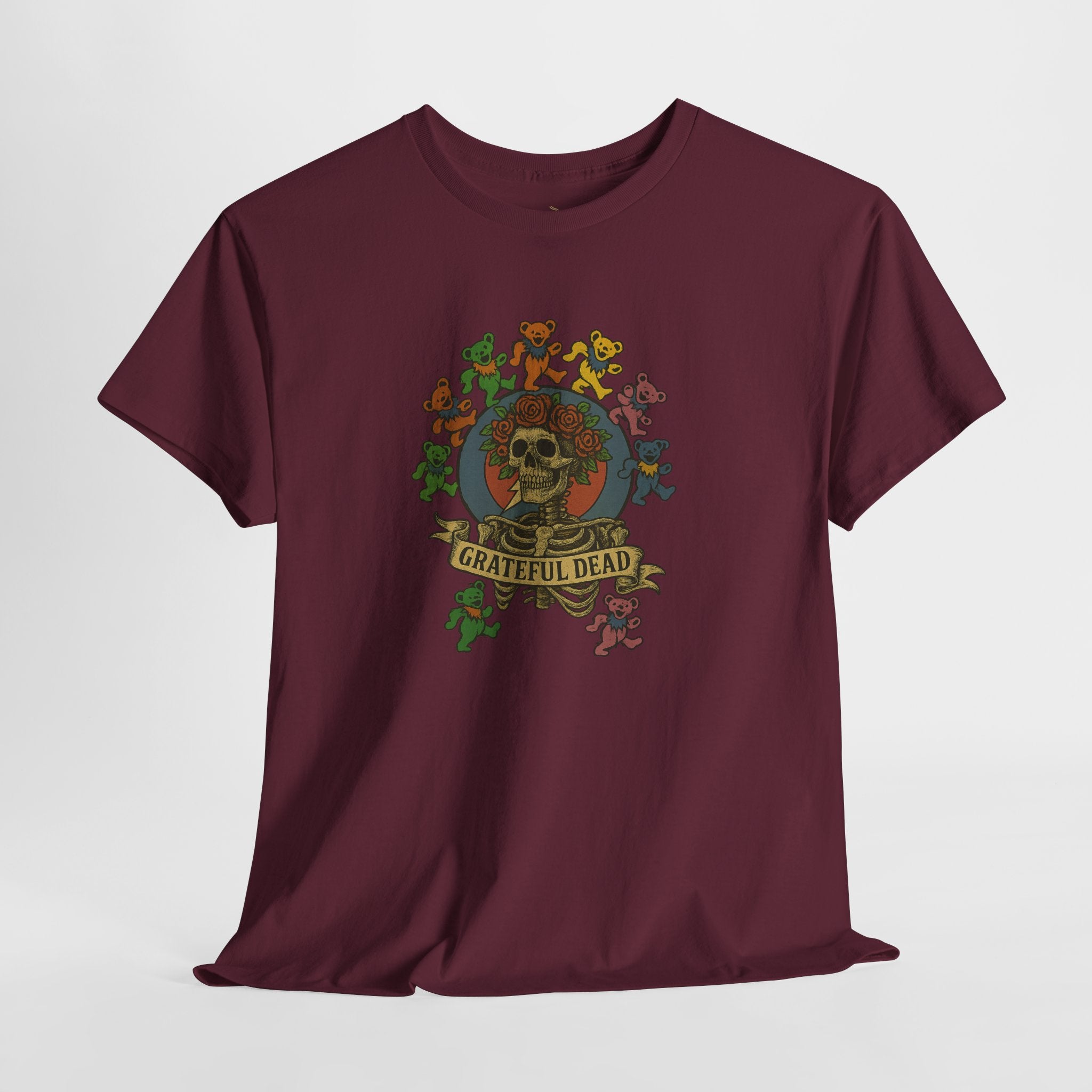 Grateful Dead Dancing Bears Skeleton Tee | Vintage Full Front Design | Classic Jam Band Shirt for Deadheads