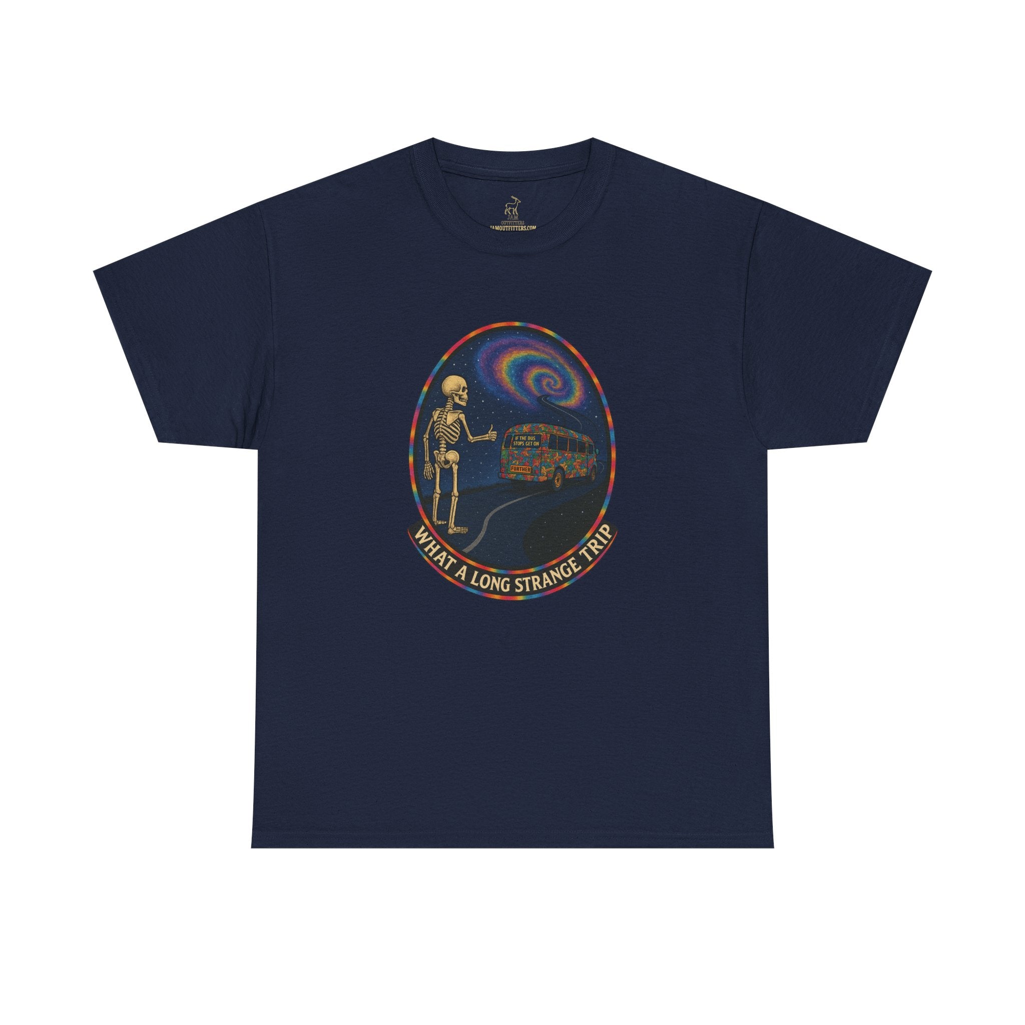 Grateful Dead Shirt | Long Strange Trip Tee | Psychedelic Skeleton Bus Graphic Tee | Jam Band Hippie T-Shirt