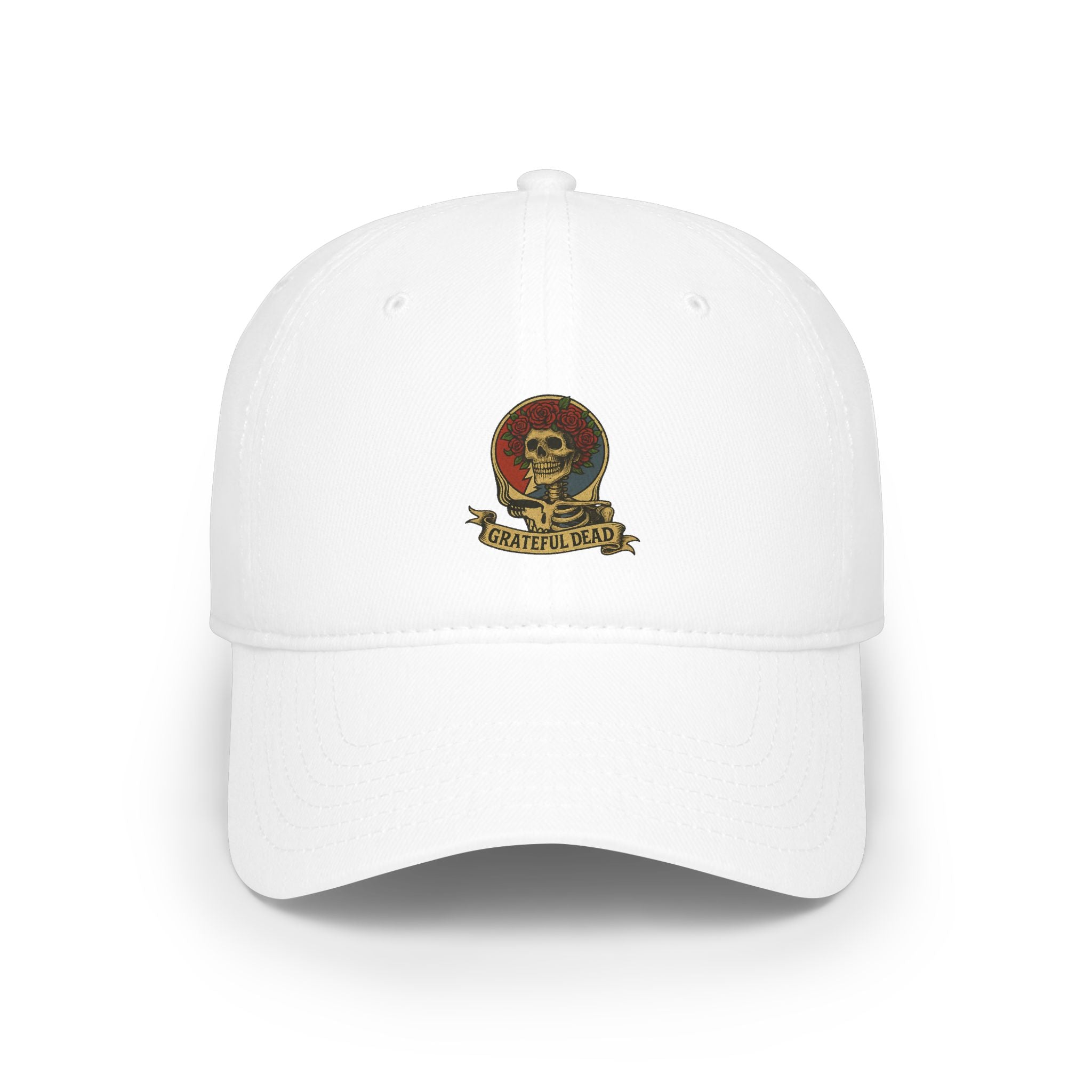 Grateful Dead Hat | Deadhead Skull & Roses Printed Logo Cap | Vintage Low Profile Steal Your Face Baseball Hat