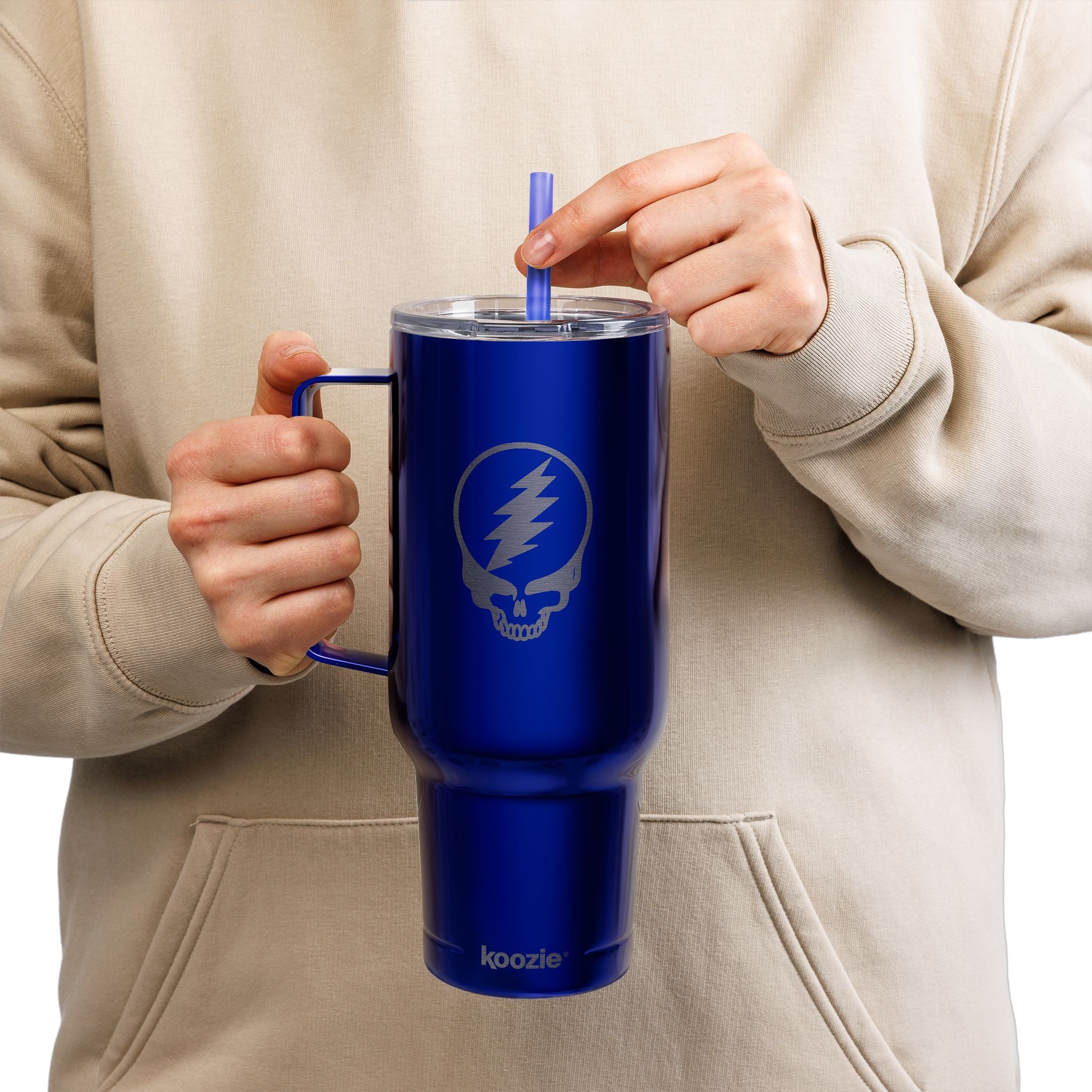 Steal Your Face Engraved Tumbler 40oz | Grateful Dead Skull Lightning Cup | Jam Band Insulated Travel Mug