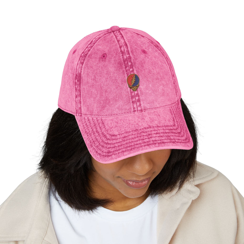 Grateful Dead Steal Your Face Hat | Vintage Washed Dead Embroidered Dad Cap | Jam Band Festival Hat
