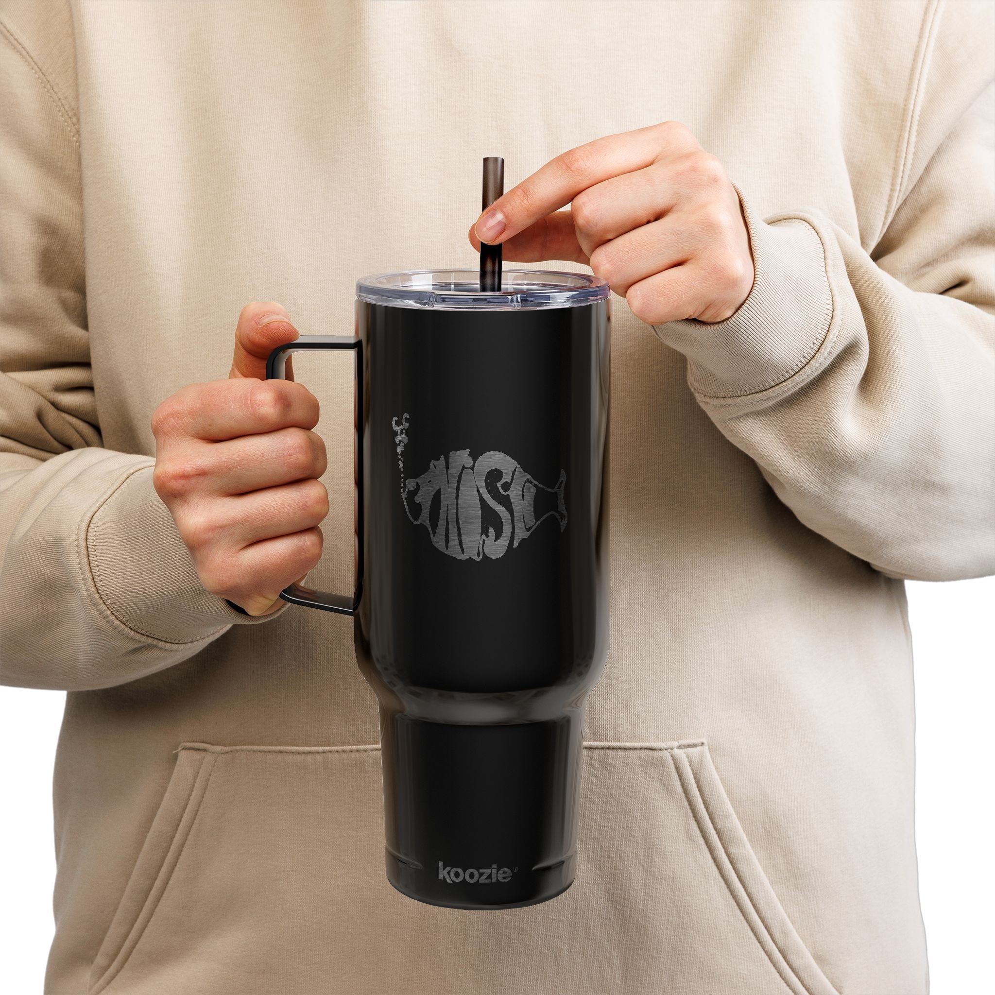 Phish Fish Logo Tumbler | Engraved 40oz Insulated Travel Mug | Jam Band Fan Cup with Handle