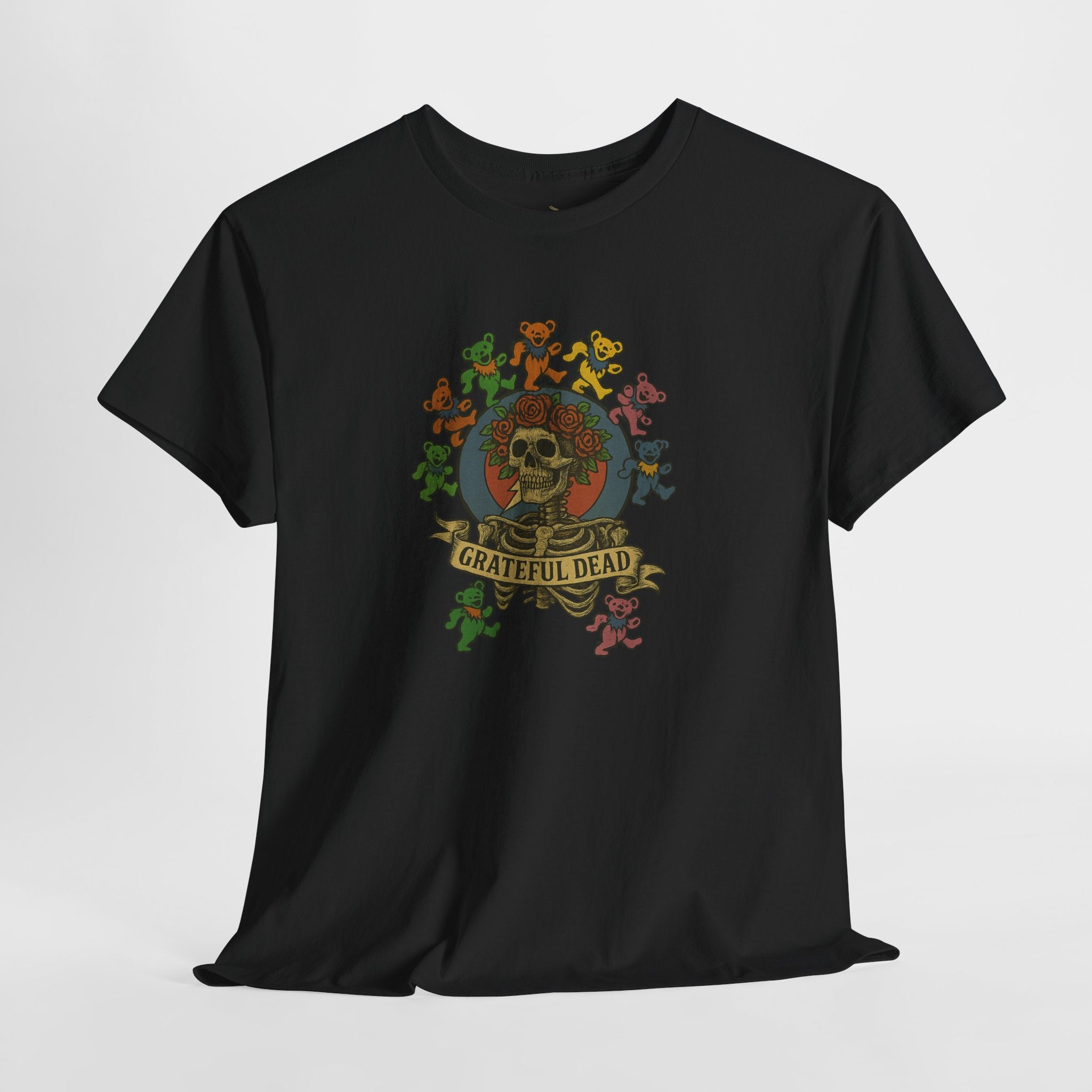 Grateful Dead Dancing Bears Skeleton Tee | Vintage Full Front Design | Classic Jam Band Shirt for Deadheads