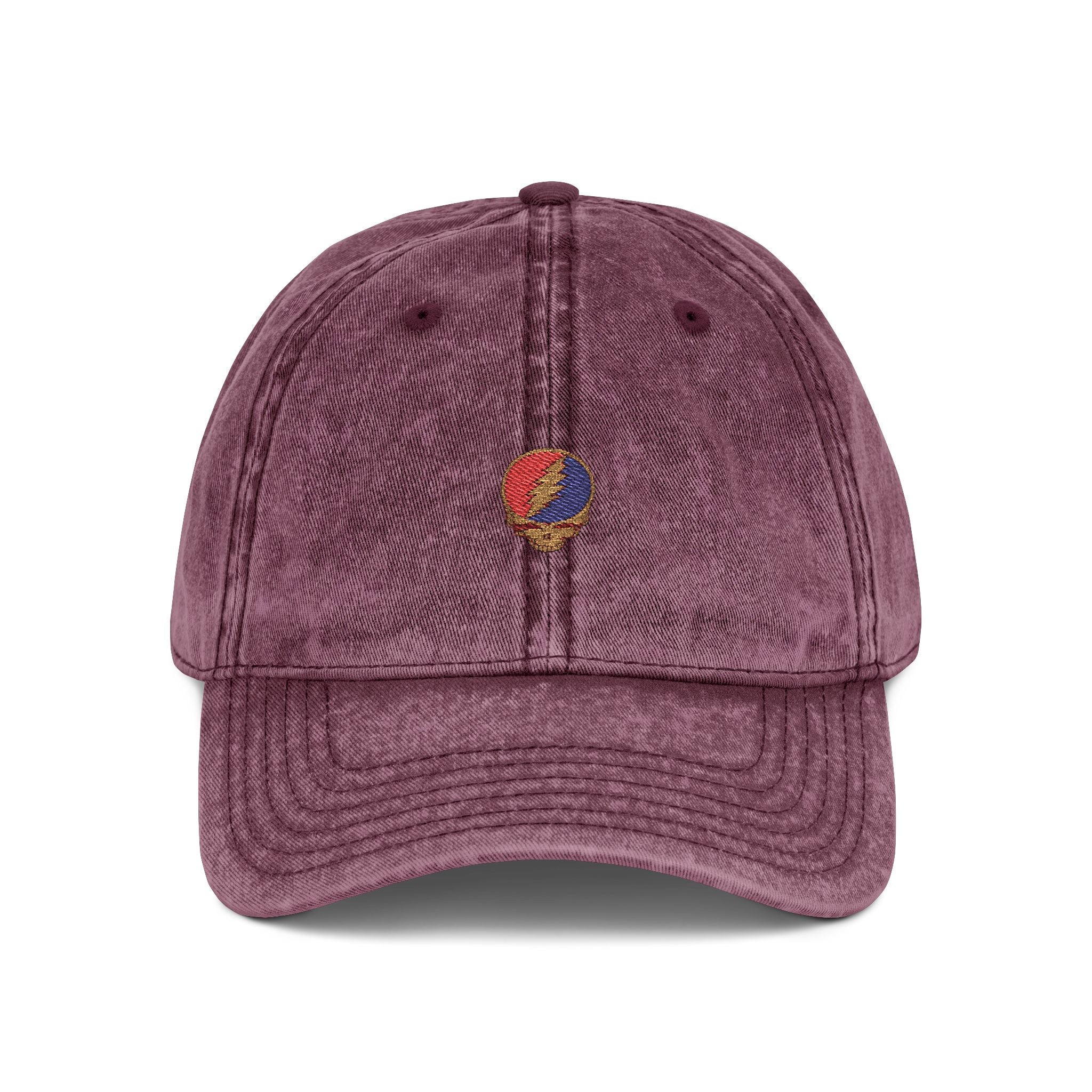 Grateful Dead Steal Your Face Hat | Vintage Washed Dead Embroidered Dad Cap | Jam Band Festival Hat