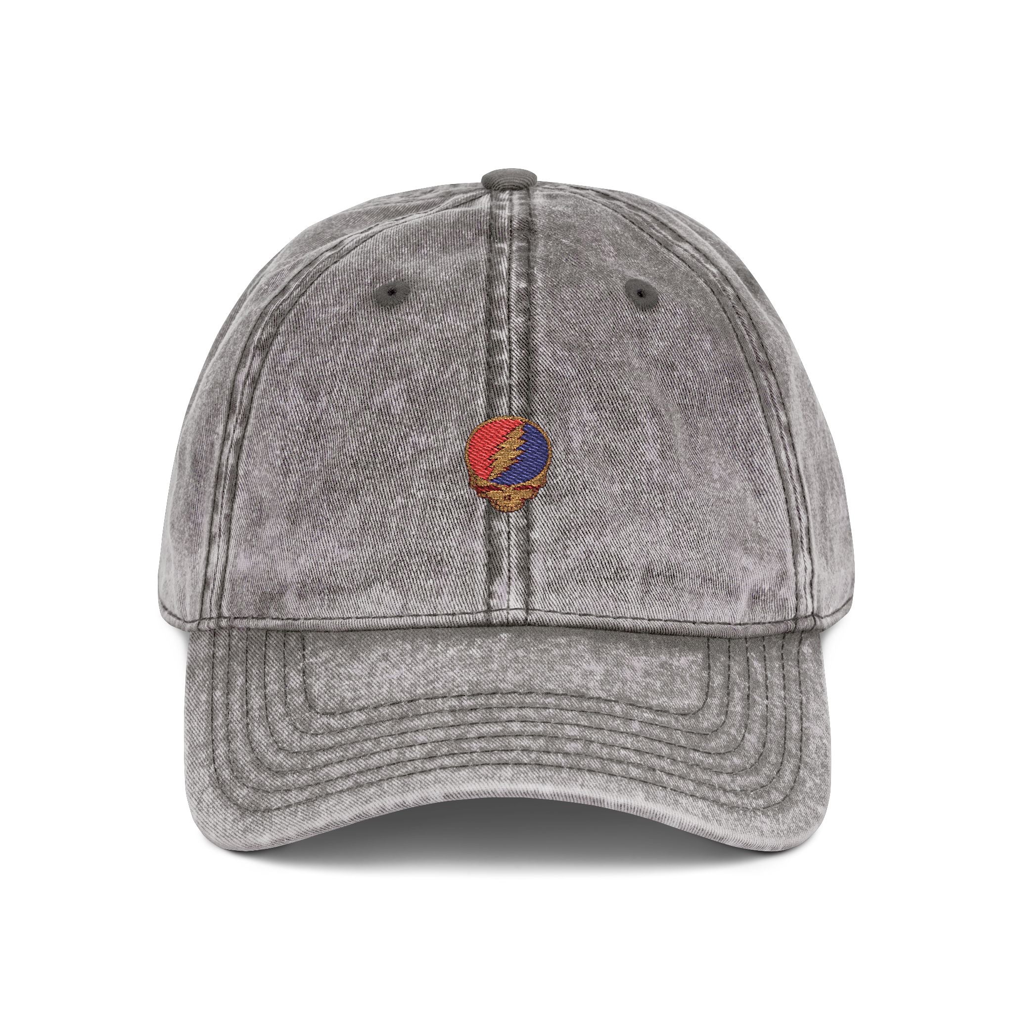 Grateful Dead Steal Your Face Hat | Vintage Washed Dead Embroidered Dad Cap | Jam Band Festival Hat