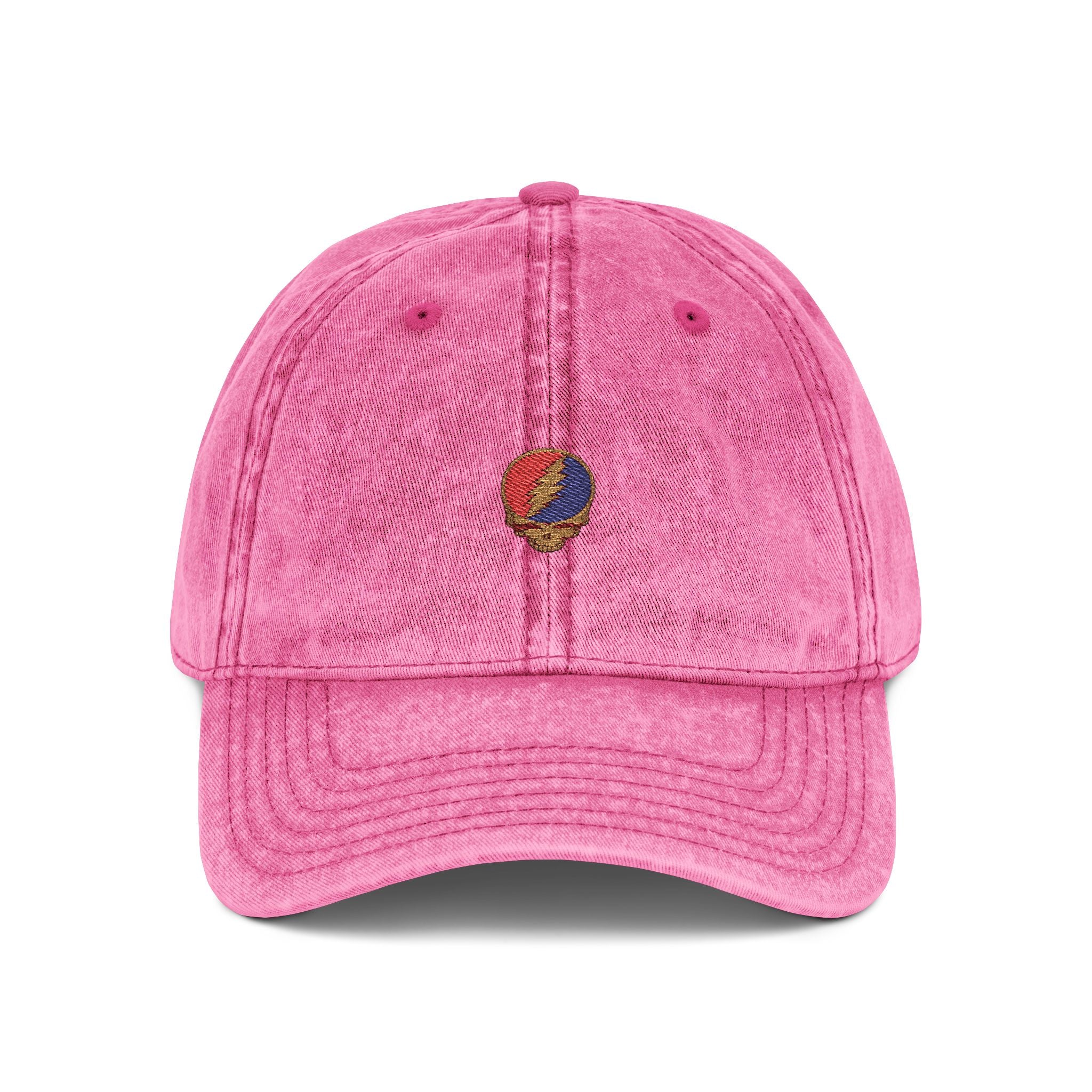 Grateful Dead Steal Your Face Hat | Vintage Washed Dead Embroidered Dad Cap | Jam Band Festival Hat