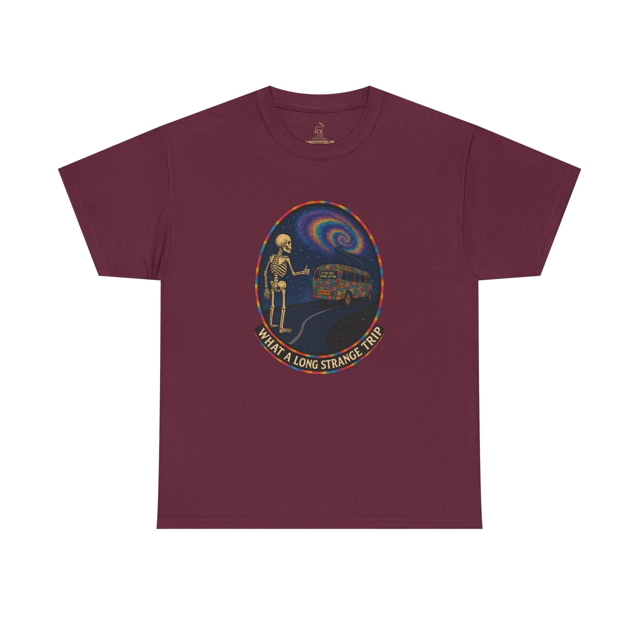 Grateful Dead Shirt | Long Strange Trip Tee | Psychedelic Skeleton Bus Graphic Tee | Jam Band Hippie T-Shirt