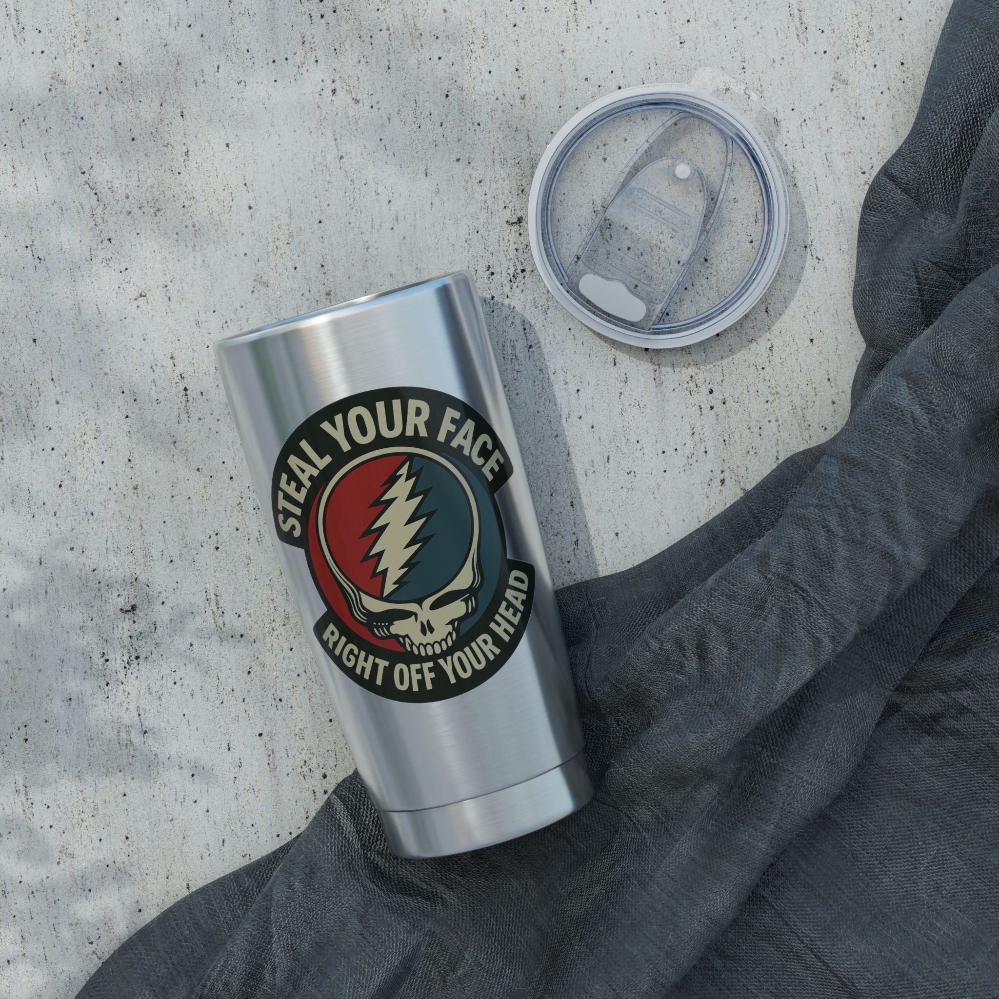 Steal Your Face Tumbler | Grateful Dead Vacuum Insulated Cup | Deadhead 20oz Stainless Steel Tumbler | Jam Band Gift