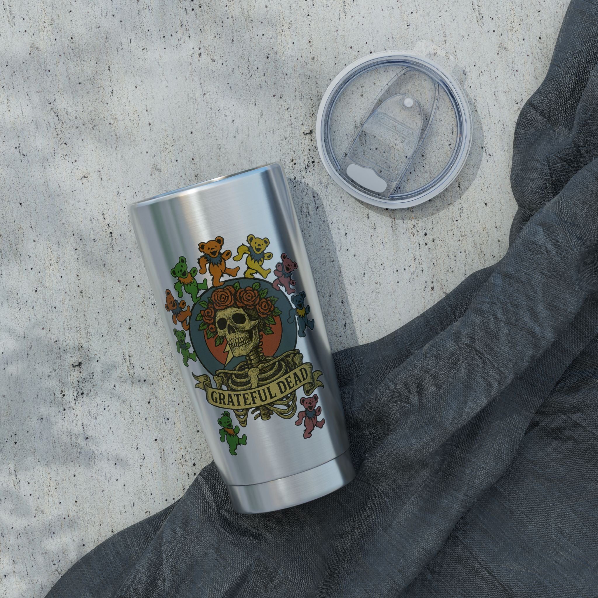 Grateful Dead Skull & Roses Tumbler | Dancing Bear 20oz Vacuum Insulated Cup
