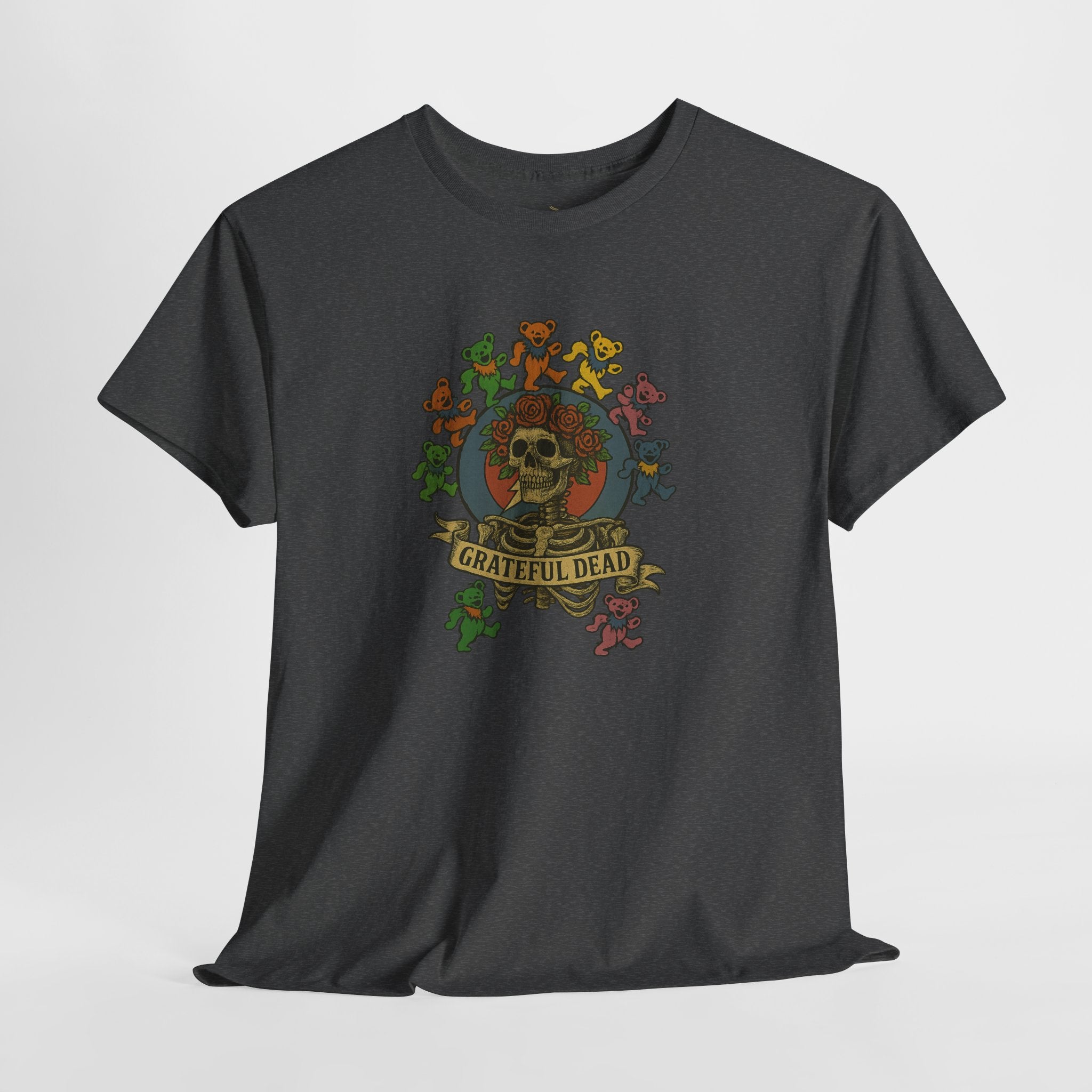Grateful Dead Dancing Bears Skeleton Tee | Vintage Full Front Design | Classic Jam Band Shirt for Deadheads