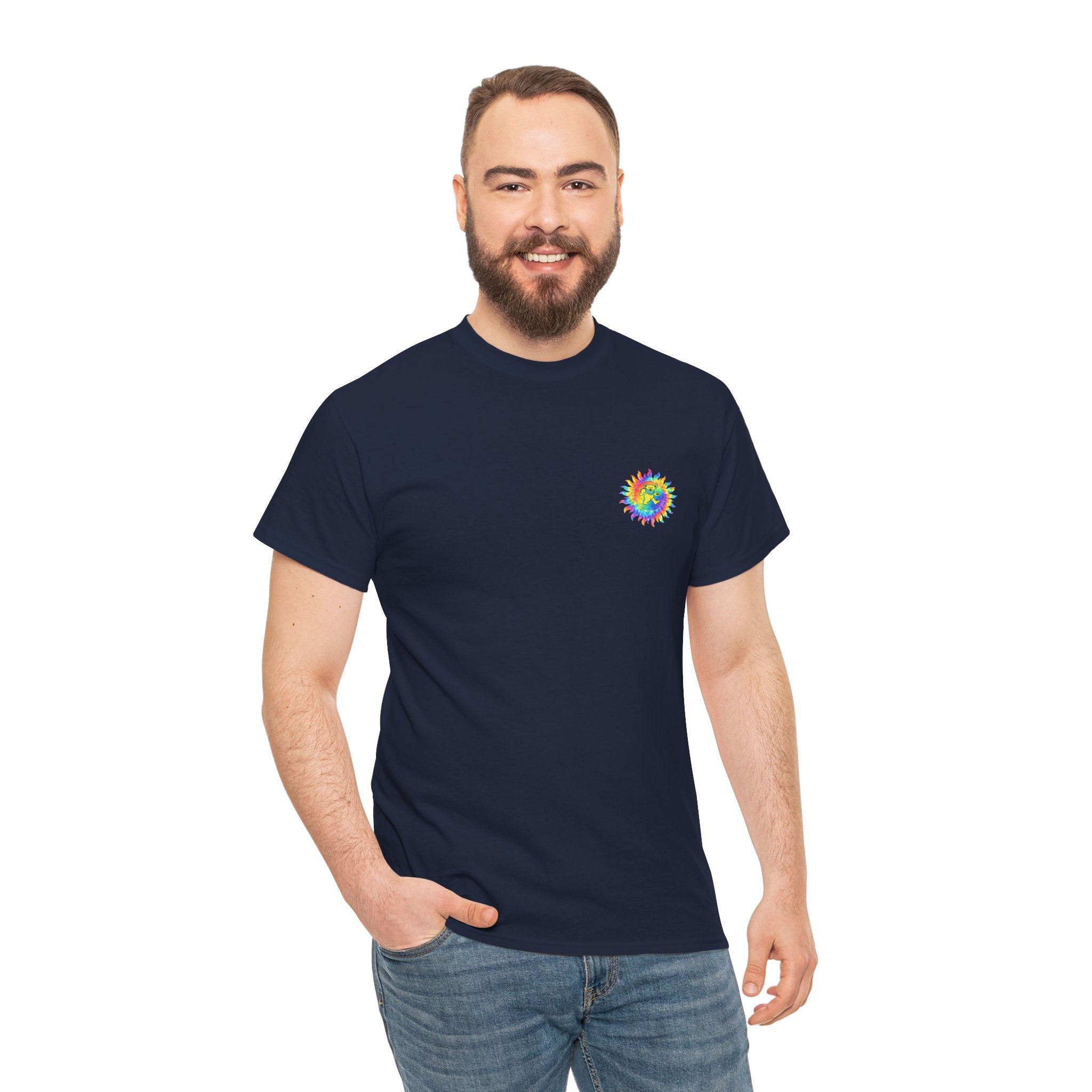 Grateful Dead Dancing Bear Shirt | Tie Dye Sun Mini Chest Tee | Deadhead Hippie Apparel