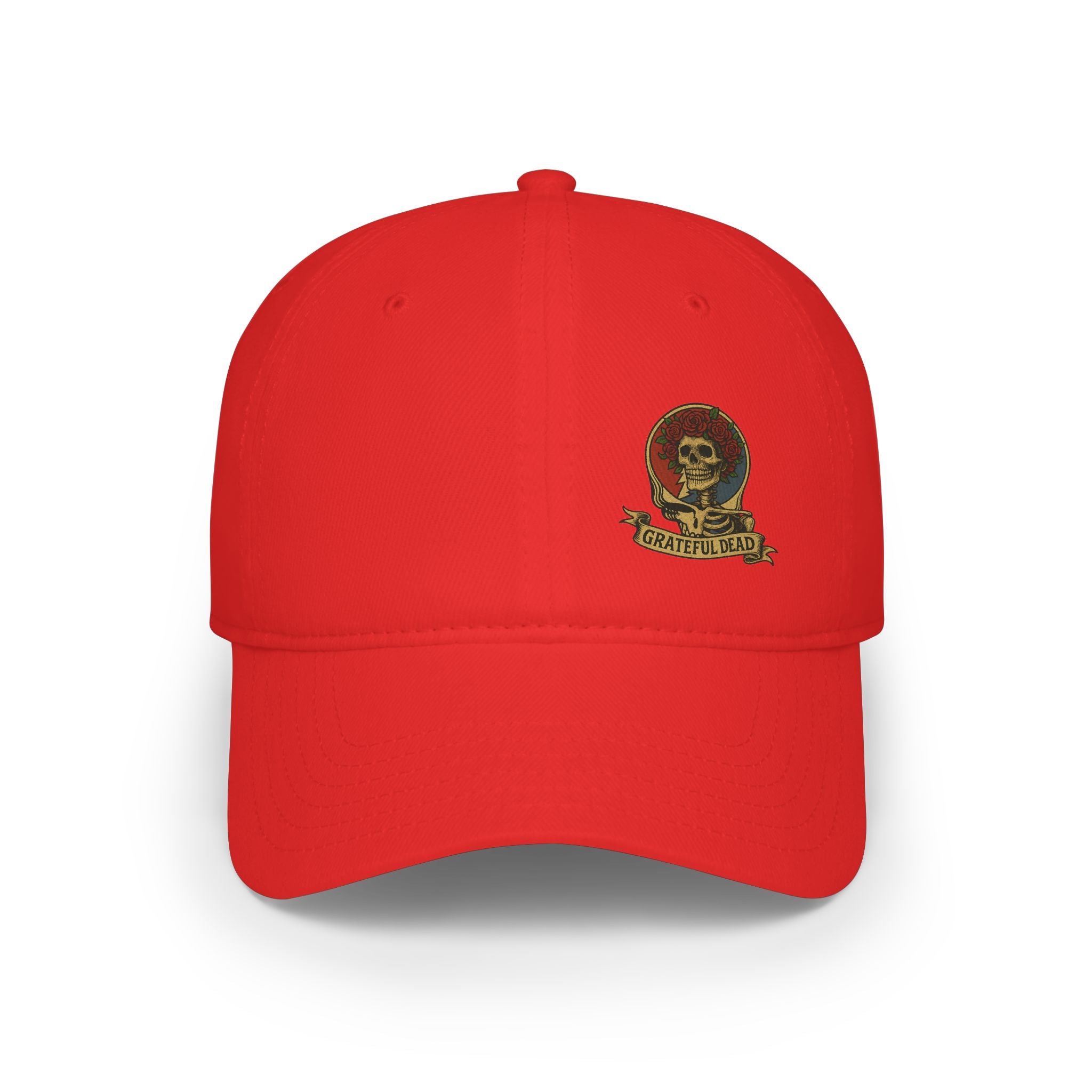 Grateful Dead  Hat | Off-Center Printed Logo Skull & Roses Cap | Deadhead Vintage Low Profile Hat