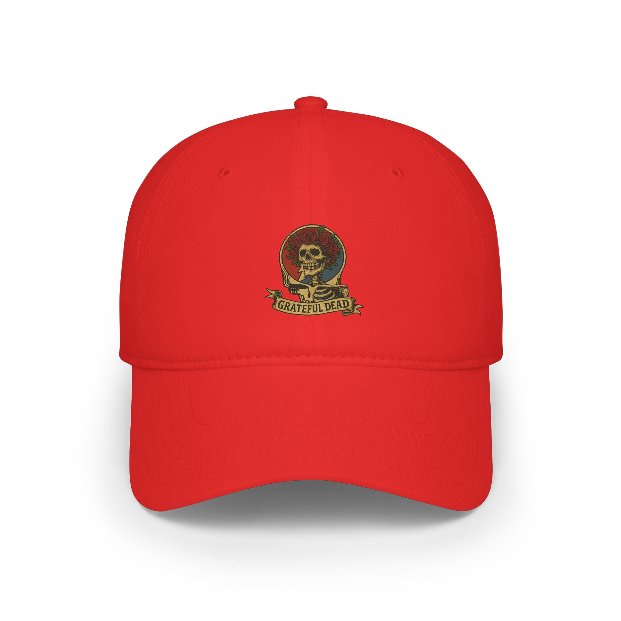 Grateful Dead Hat | Deadhead Skull & Roses Printed Logo Cap | Vintage Low Profile Steal Your Face Baseball Hat