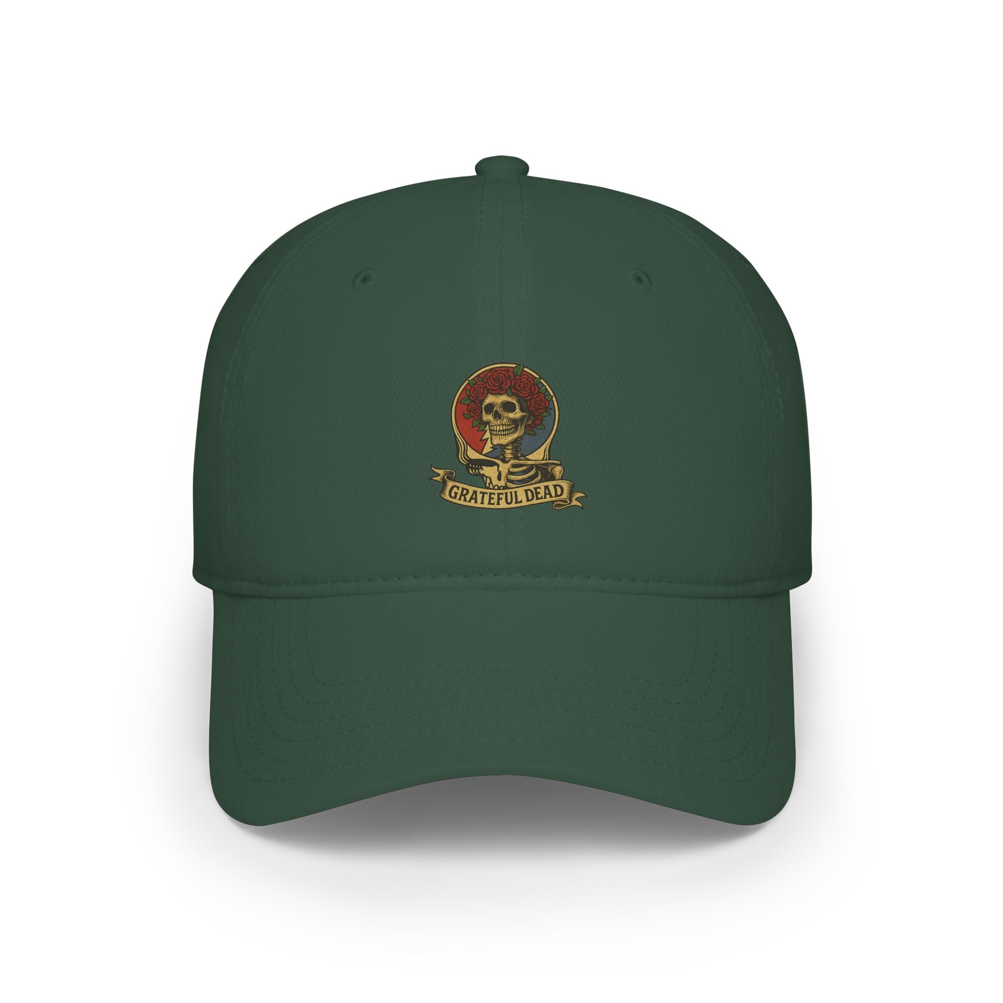 Grateful Dead Hat | Deadhead Skull & Roses Printed Logo Cap | Vintage Low Profile Steal Your Face Baseball Hat