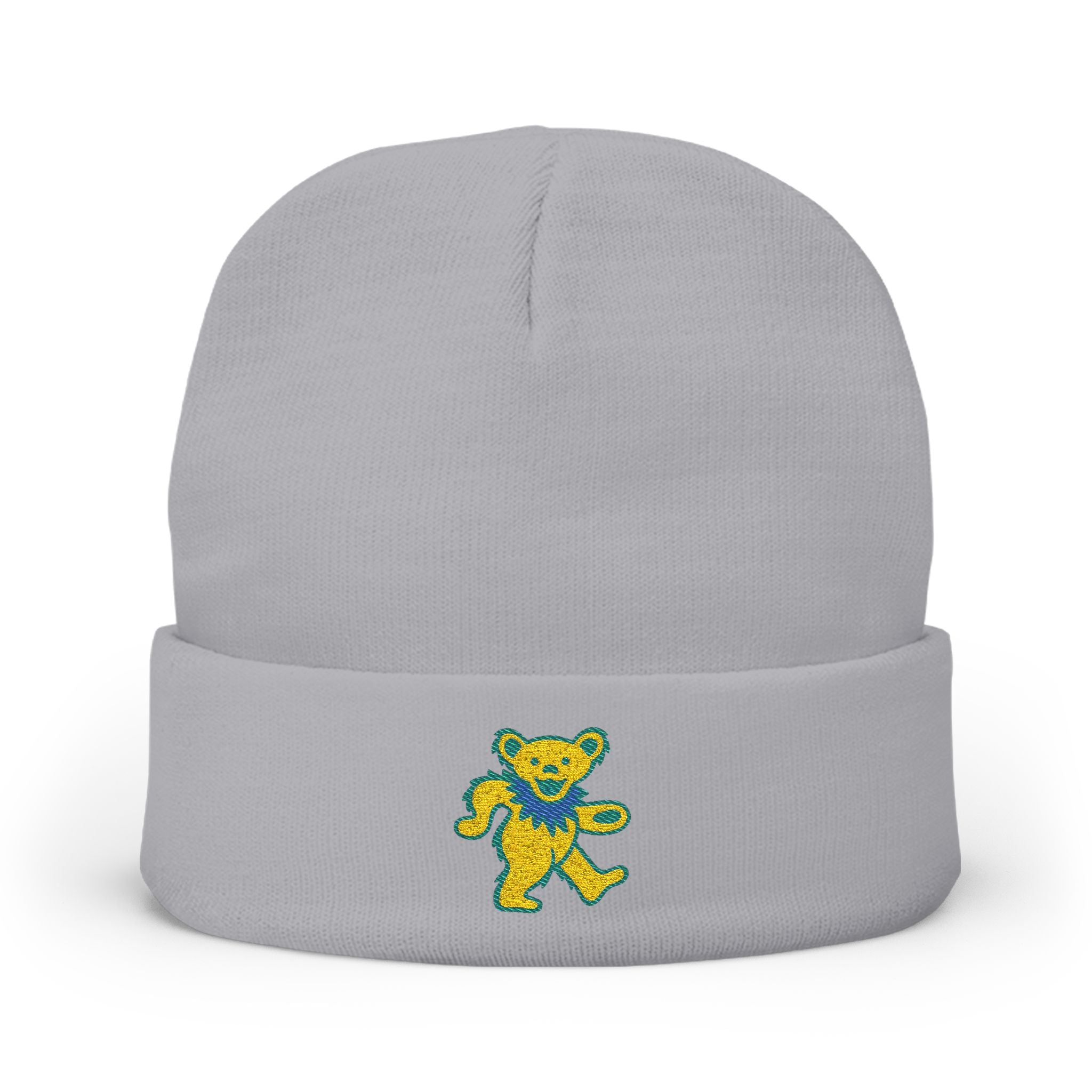 Grateful Dead Dancing Bear Beanie | Embroidered Jam Band Hat | Vintage Deadhead Winter Knit Cap