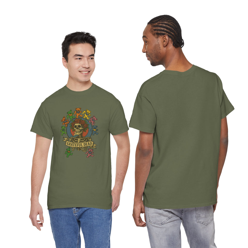 Grateful Dead Dancing Bears Skeleton Tee | Vintage Full Front Design | Classic Jam Band Shirt for Deadheads