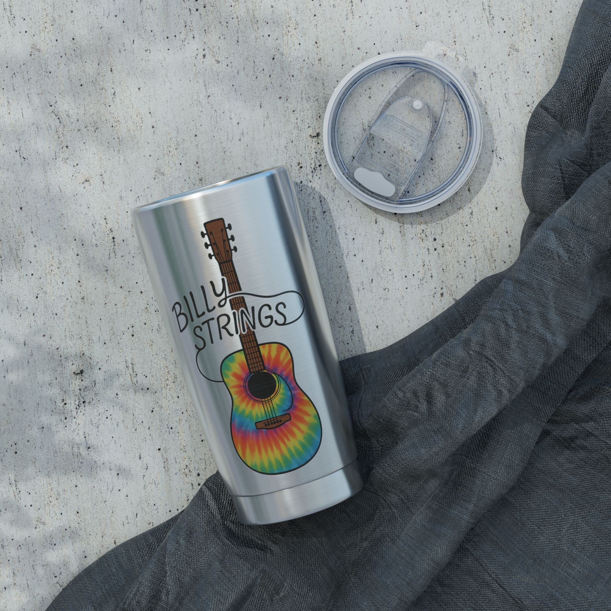 Billy Strings Tumbler | Tie Dye Guitar Travel Cup | Jamgrass Music Stainless Steel Drinkware