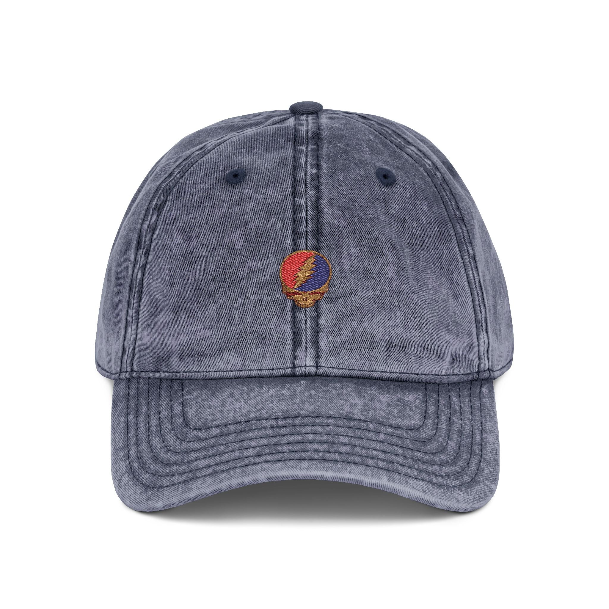 Grateful Dead Steal Your Face Hat | Vintage Washed Dead Embroidered Dad Cap | Jam Band Festival Hat