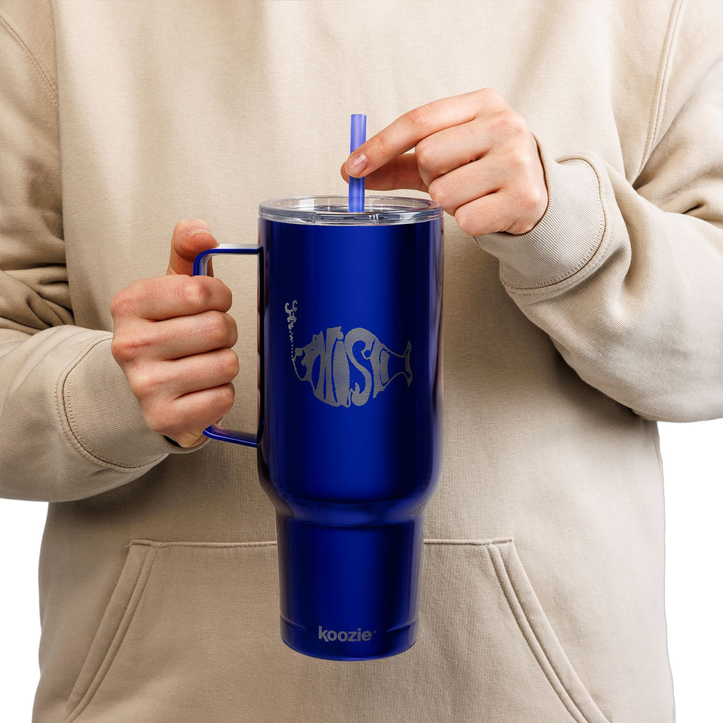 Phish Fish Logo Tumbler | Engraved 40oz Insulated Travel Mug | Jam Band Fan Cup with Handle