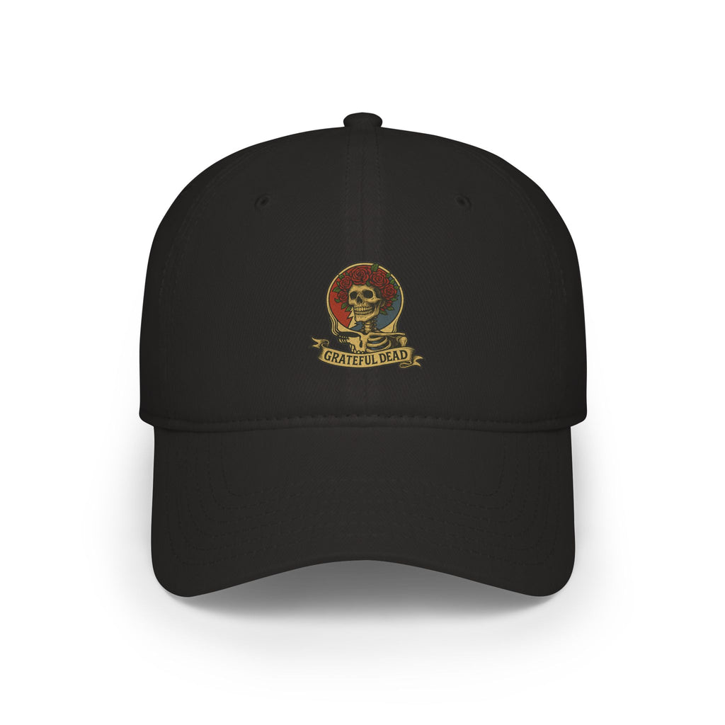 Grateful Dead Hat | Deadhead Skull & Roses Printed Logo Cap | Vintage Low Profile Steal Your Face Baseball Hat