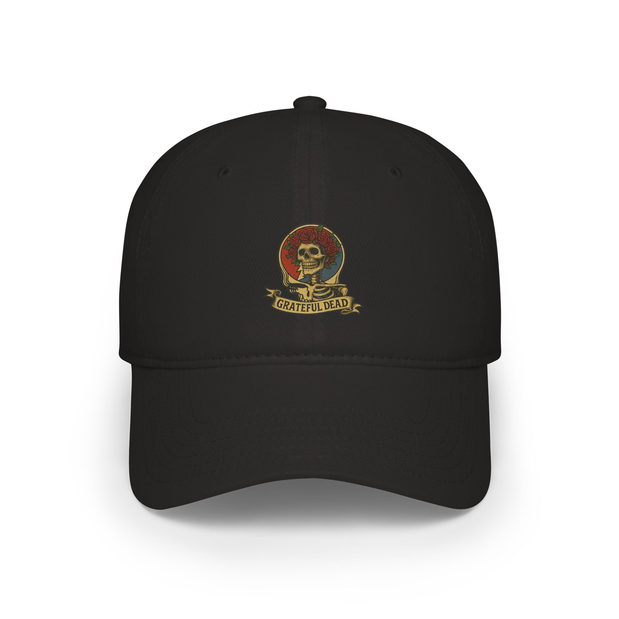 Grateful Dead Hat | Deadhead Skull & Roses Printed Logo Cap | Vintage Low Profile Steal Your Face Baseball Hat