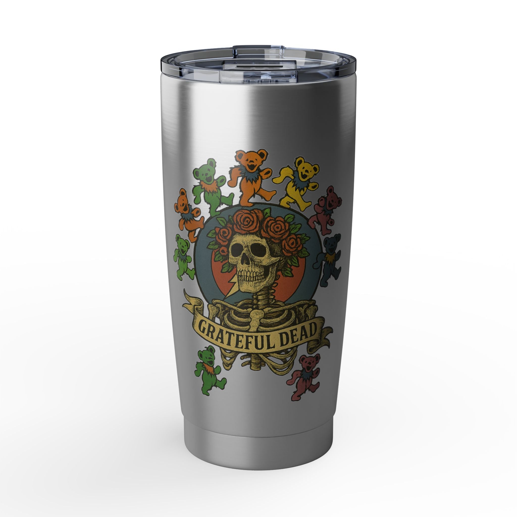 Grateful Dead Skull & Roses Tumbler | Dancing Bear 20oz Vacuum Insulated Cup