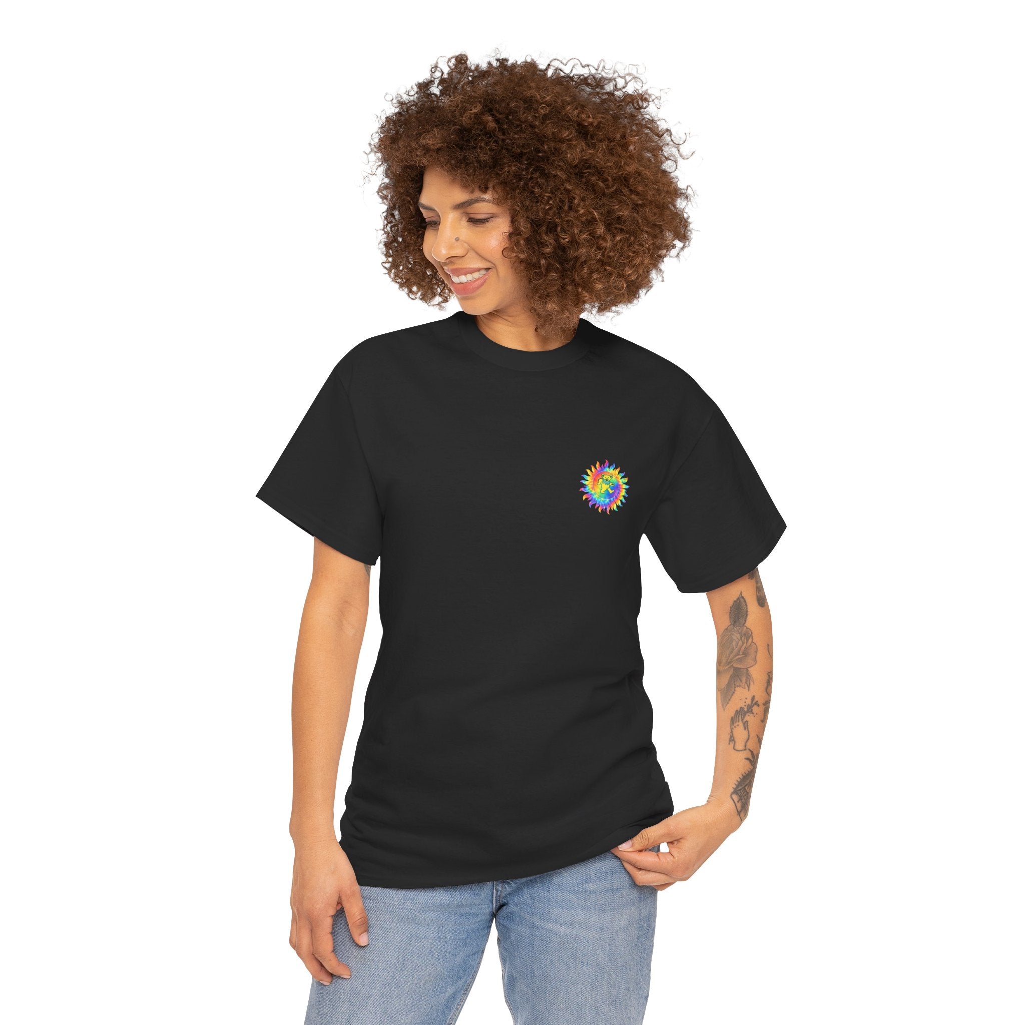 Grateful Dead Dancing Bear Shirt | Tie Dye Sun Mini Chest Tee | Deadhead Hippie Apparel