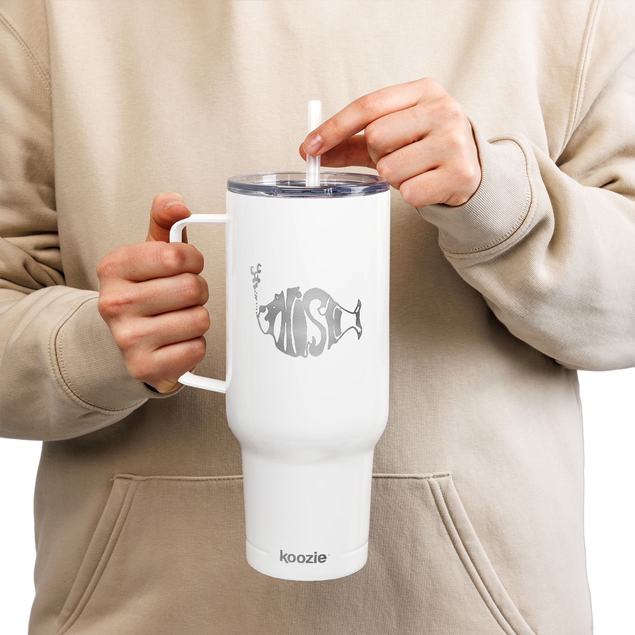 Phish Fish Logo Tumbler | Engraved 40oz Insulated Travel Mug | Jam Band Fan Cup with Handle