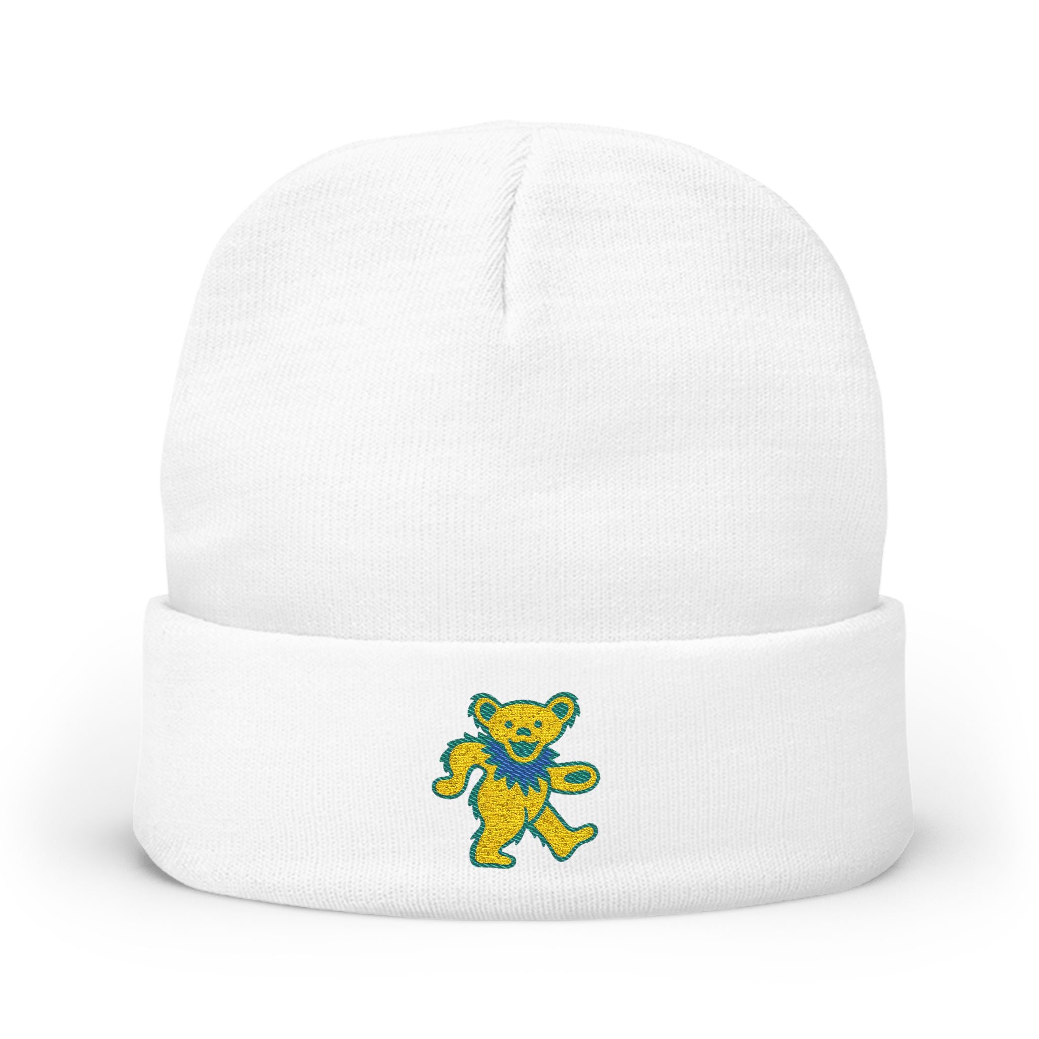 Grateful Dead Dancing Bear Beanie | Embroidered Jam Band Hat | Vintage Deadhead Winter Knit Cap