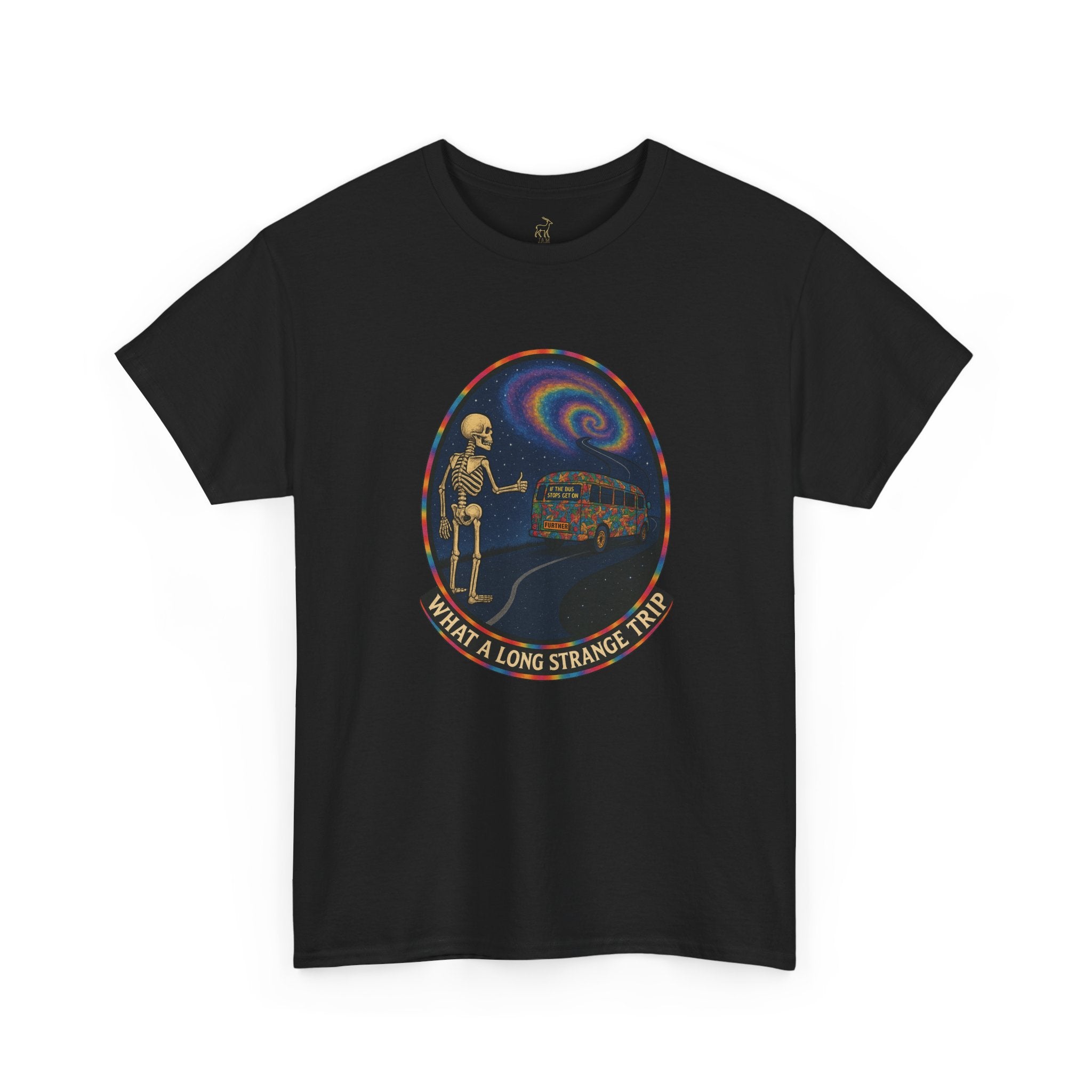 Grateful Dead Shirt | Long Strange Trip Tee | Psychedelic Skeleton Bus Graphic Tee | Jam Band Hippie T-Shirt