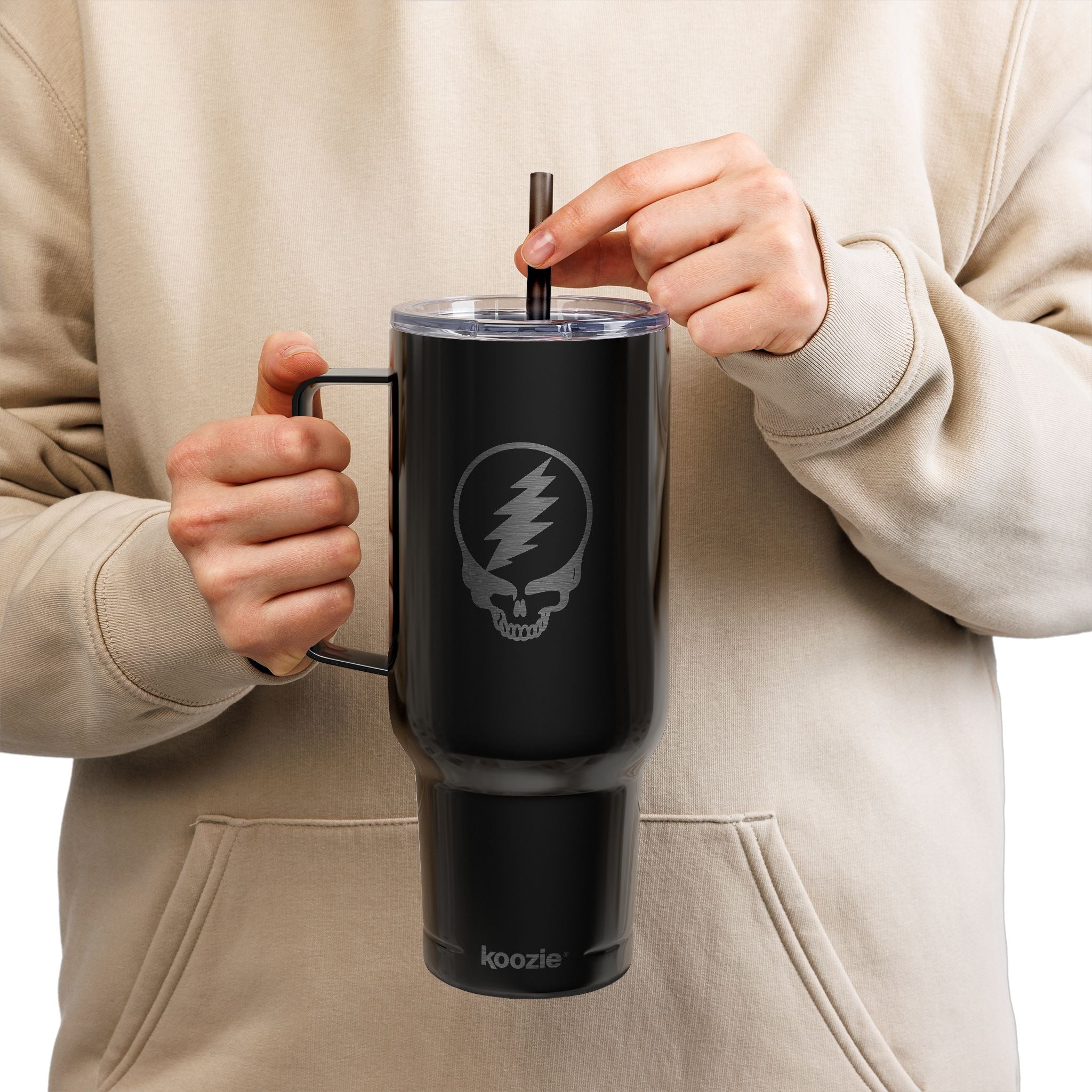 Steal Your Face Engraved Tumbler 40oz | Grateful Dead Skull Lightning Cup | Jam Band Insulated Travel Mug