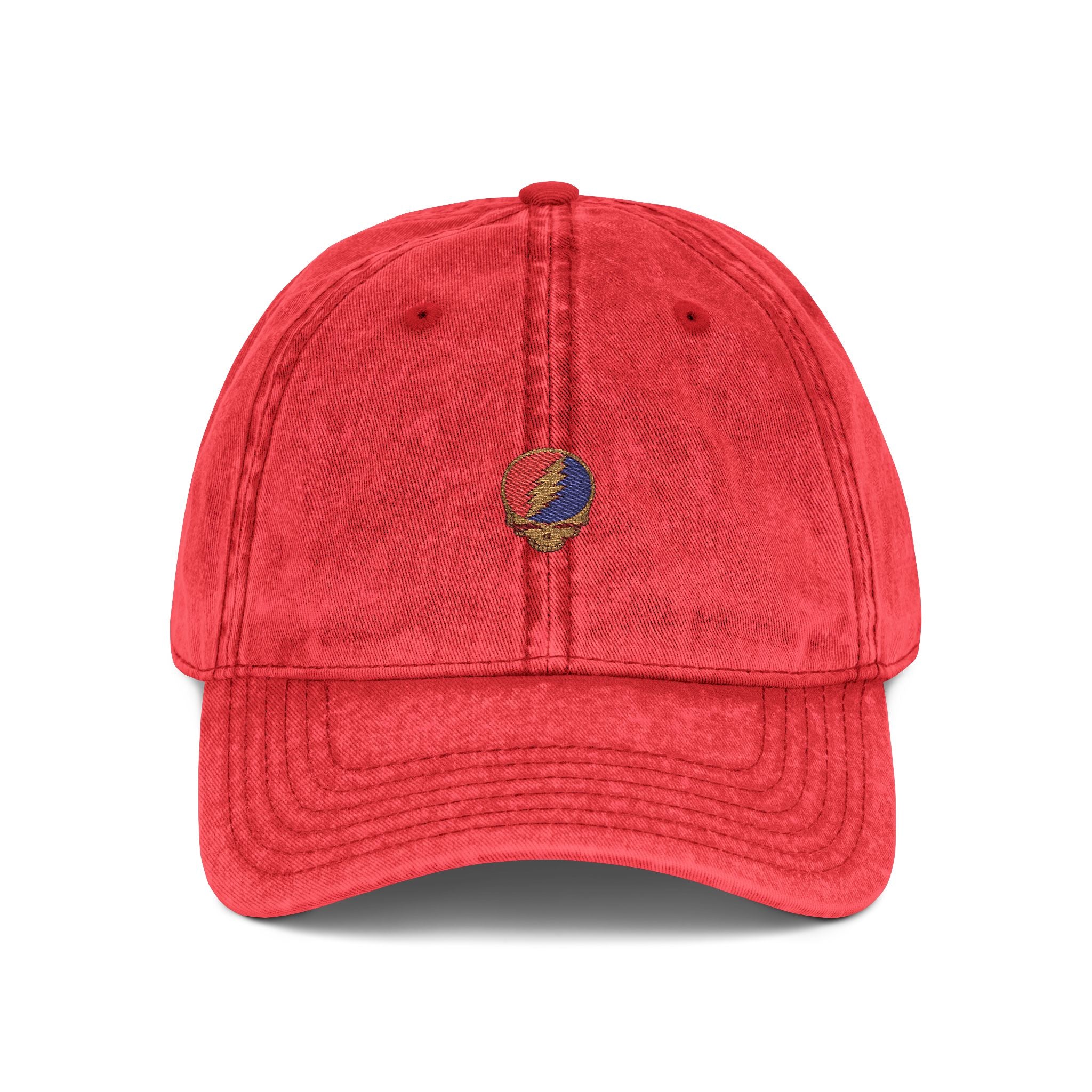 Grateful Dead Steal Your Face Hat | Vintage Washed Dead Embroidered Dad Cap | Jam Band Festival Hat