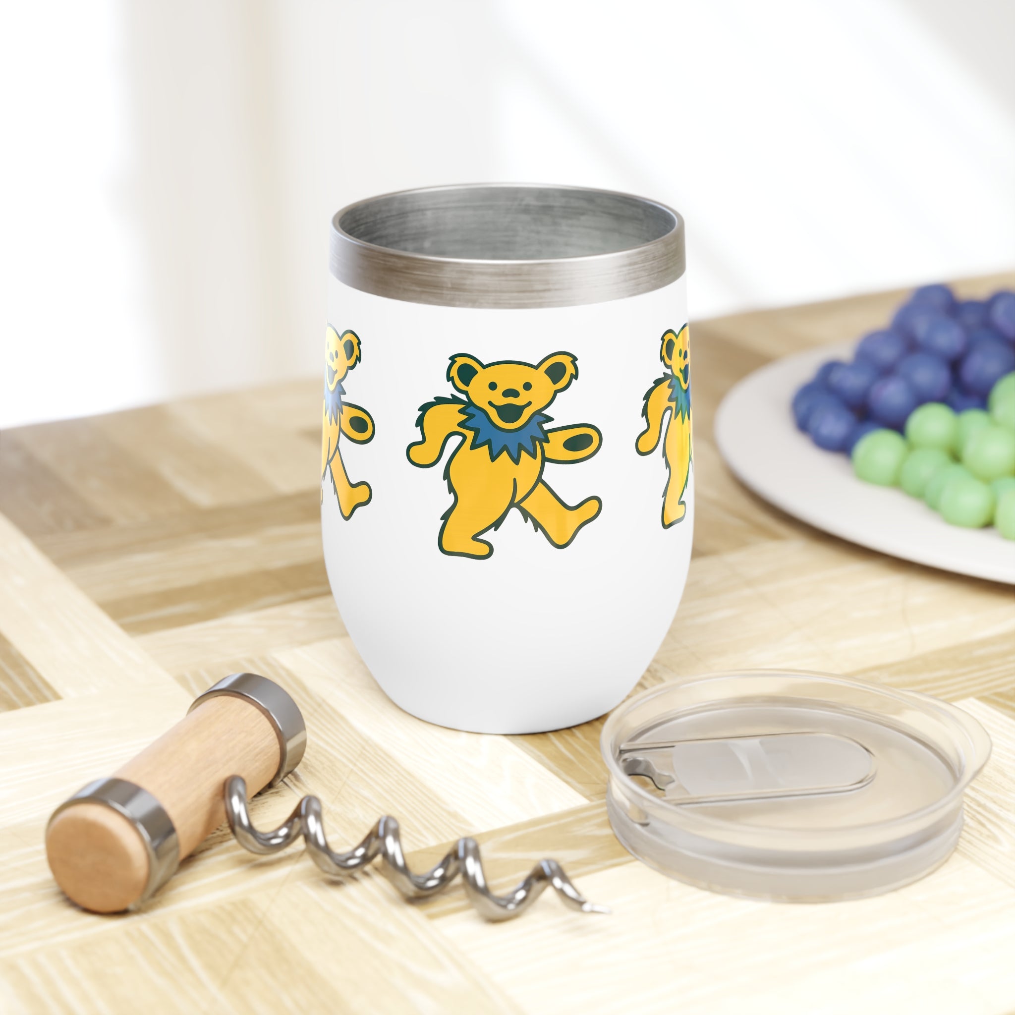 Grateful Dead Dancing Bear Wine Tumbler | 12oz Insulated Cup | Deadhead Gift
