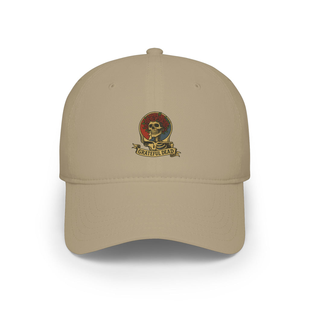 Grateful Dead Hat | Deadhead Skull & Roses Printed Logo Cap | Vintage Low Profile Steal Your Face Baseball Hat