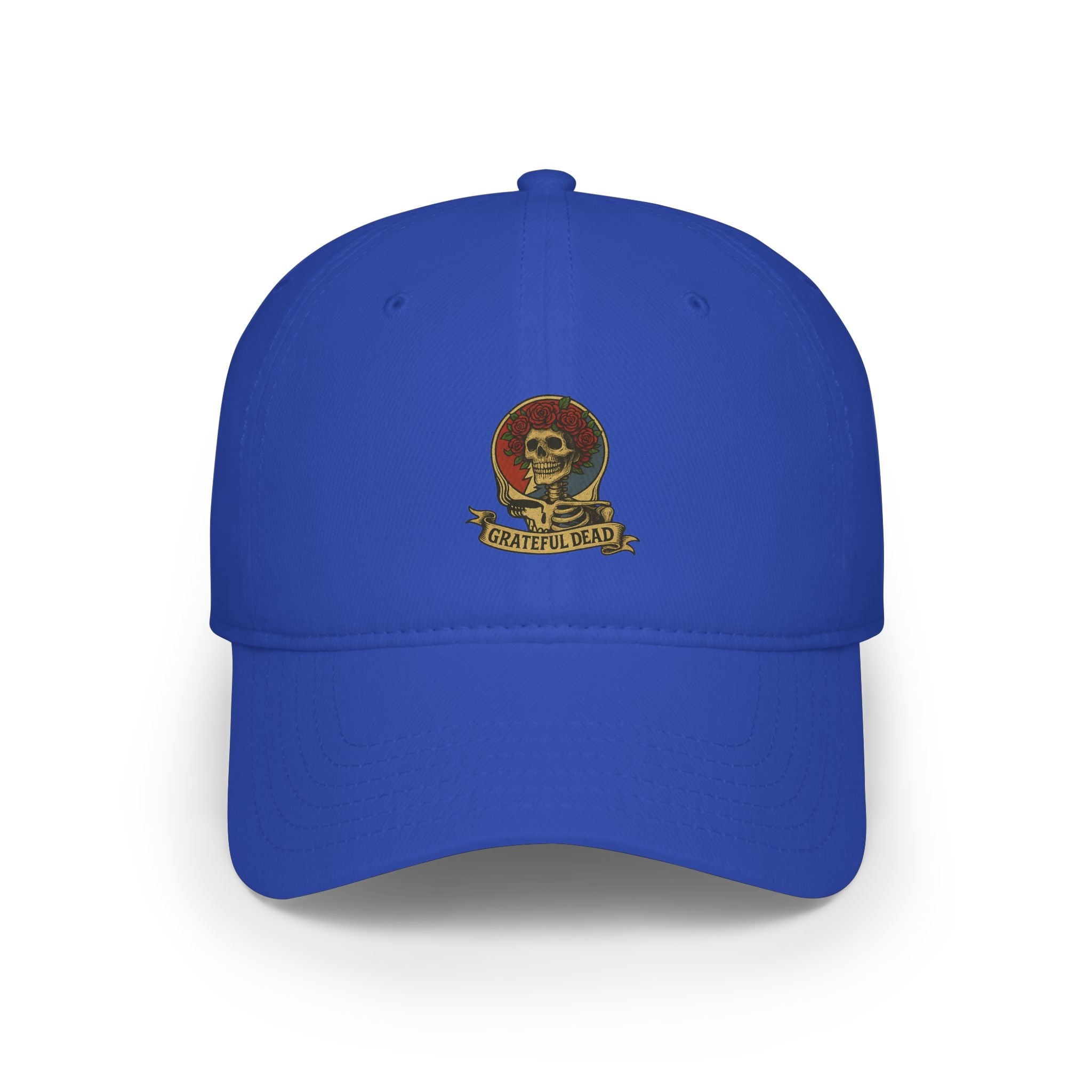 Grateful Dead Hat | Deadhead Skull & Roses Printed Logo Cap | Vintage Low Profile Steal Your Face Baseball Hat