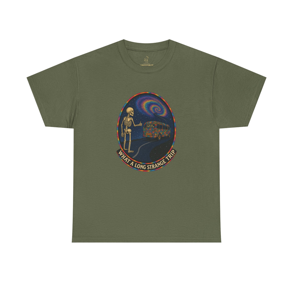 Grateful Dead Shirt | Long Strange Trip Tee | Psychedelic Skeleton Bus Graphic Tee | Jam Band Hippie T-Shirt