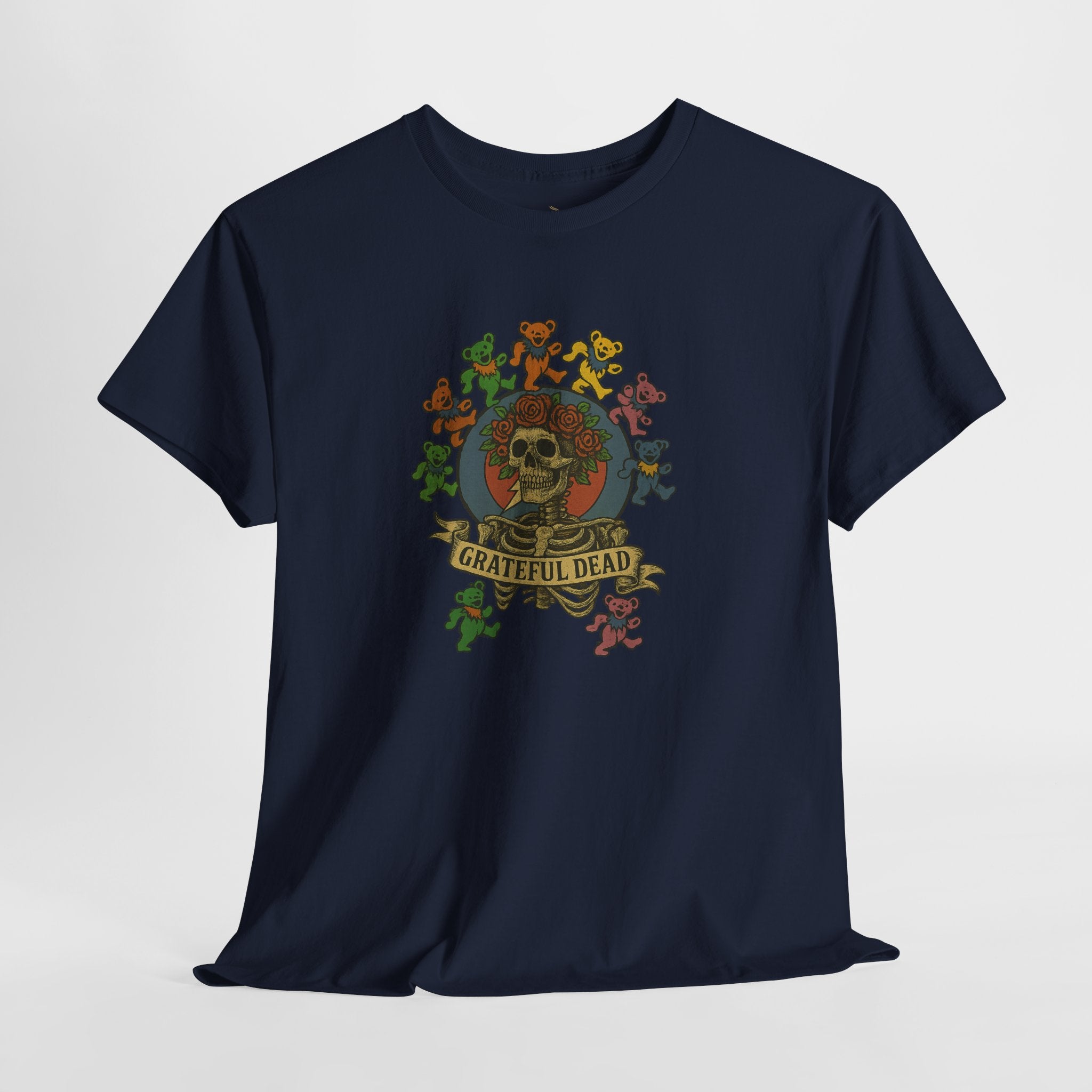 Grateful Dead Dancing Bears Skeleton Tee | Vintage Full Front Design | Classic Jam Band Shirt for Deadheads