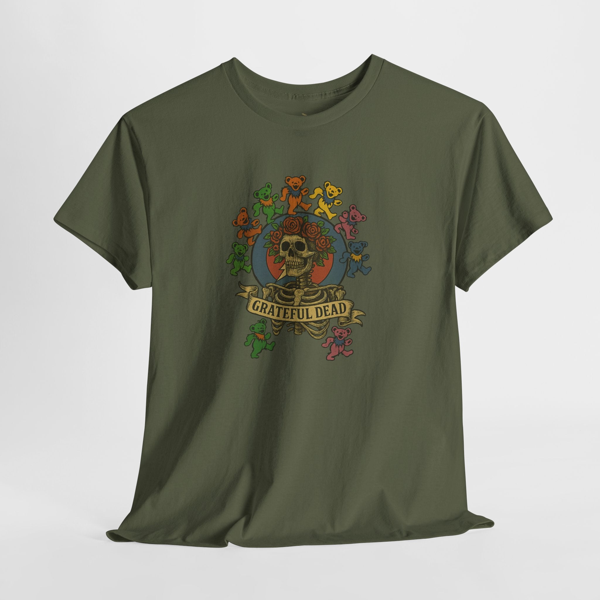 Grateful Dead Dancing Bears Skeleton Tee | Vintage Full Front Design | Classic Jam Band Shirt for Deadheads