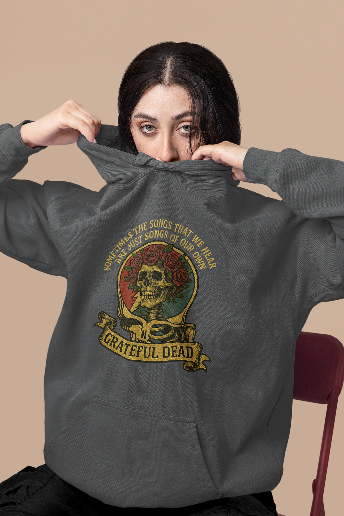 Grateful Dead "Eyes Of The World" Premium Hoodie | Skull & Roses Vintage With Lyrics | Comfort Colors 9.5 oz Heavyweight Sweatshirt