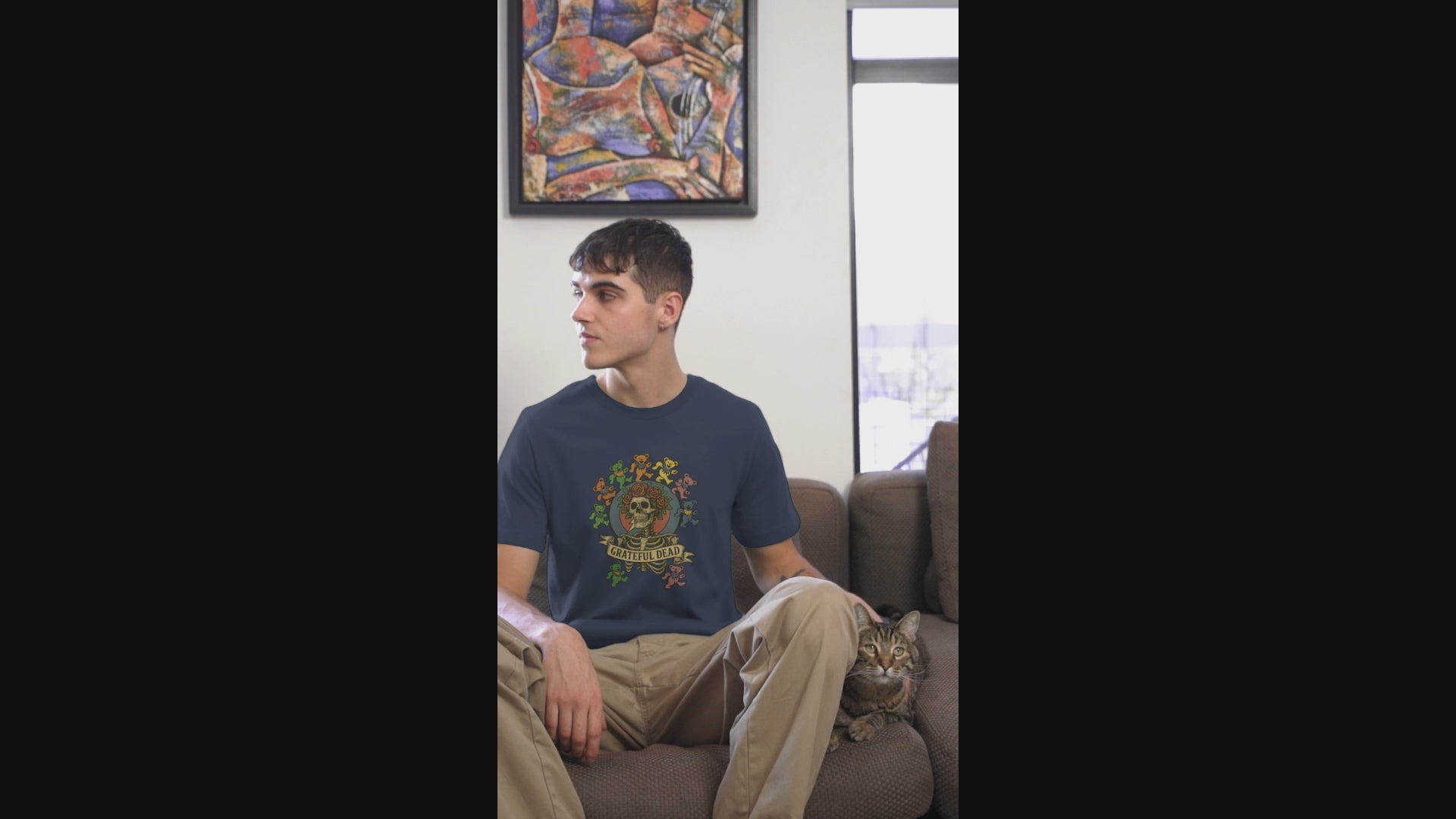 Grateful Dead Dancing Bears Skeleton Tee | Vintage Full Front Design | Classic Jam Band Shirt for Deadheads